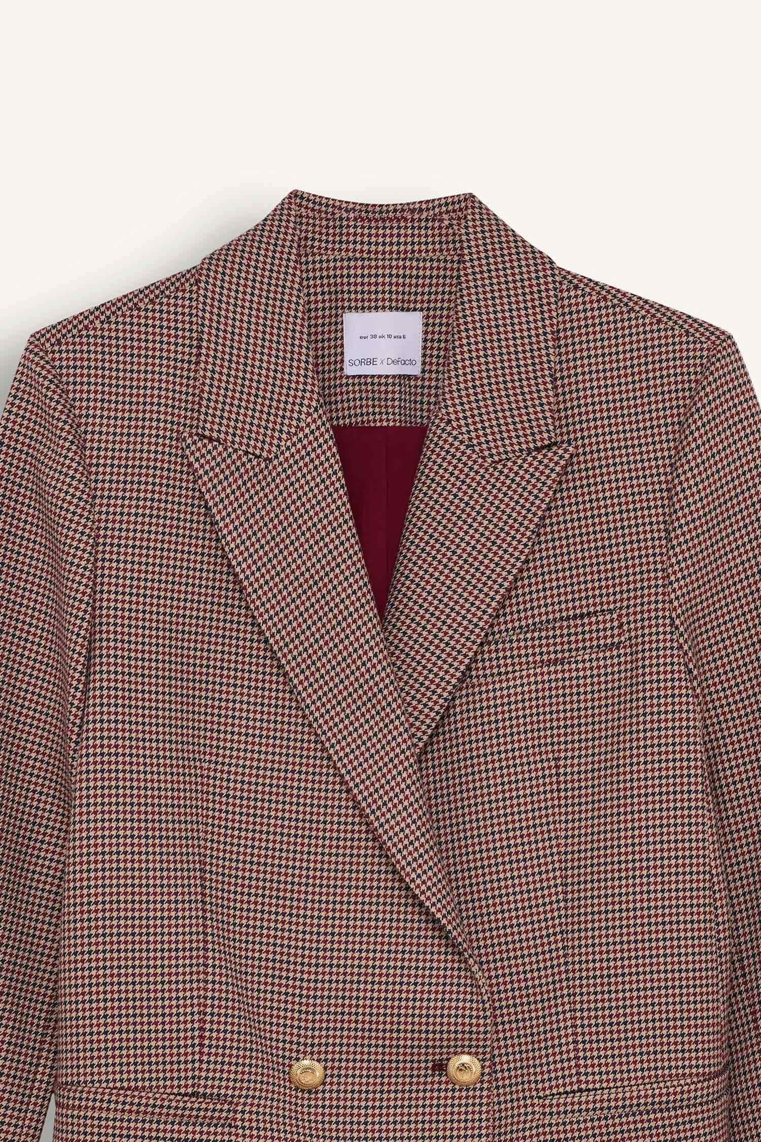 Sorbe x DeFacto Regular Fit Ceket Yaka Desenli Düğmeli Blazer Ceket