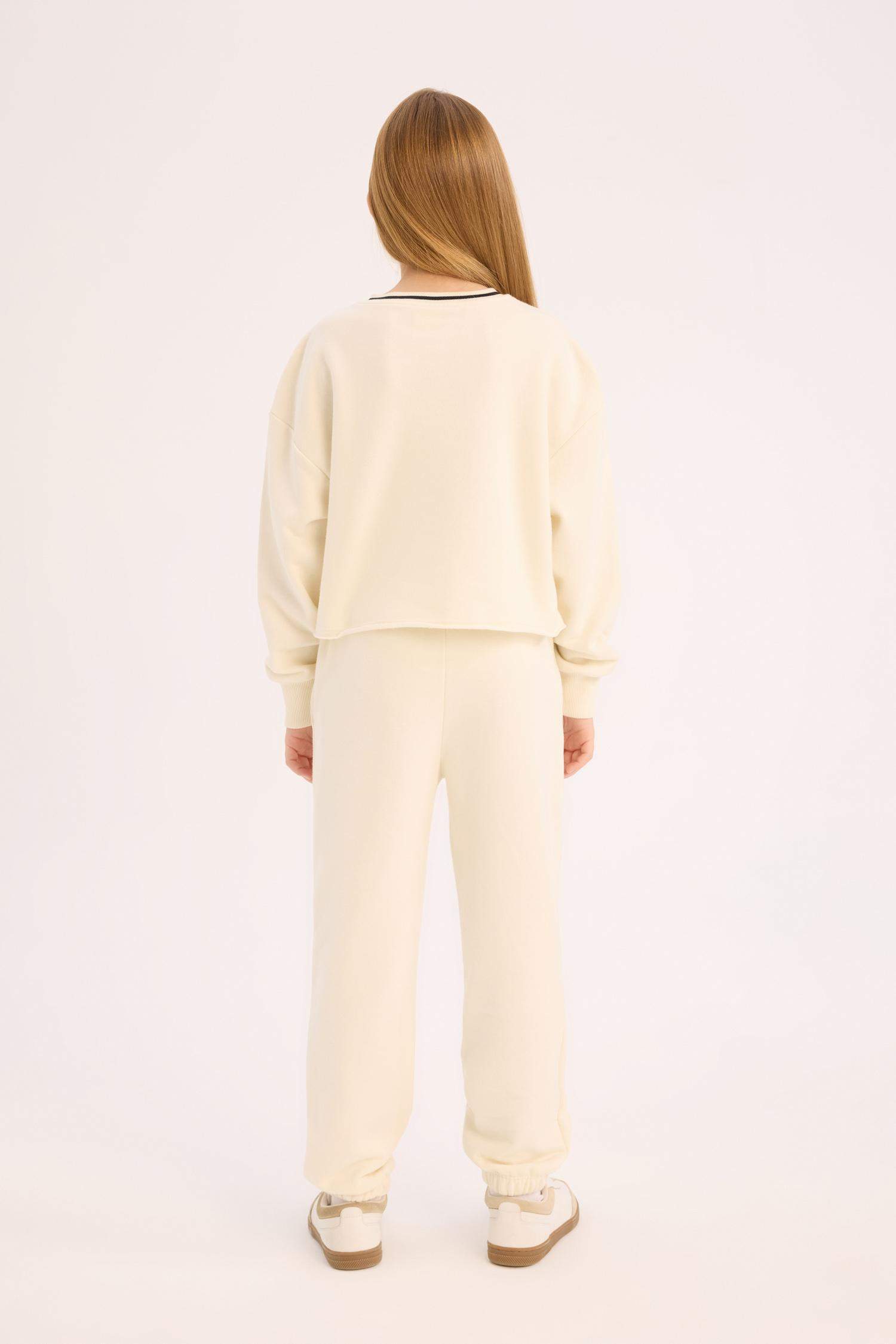 Kız Çocuk 2'li Takım Baskılı Sweatshirt Beli Paçası Lastikli Eşofman Altı