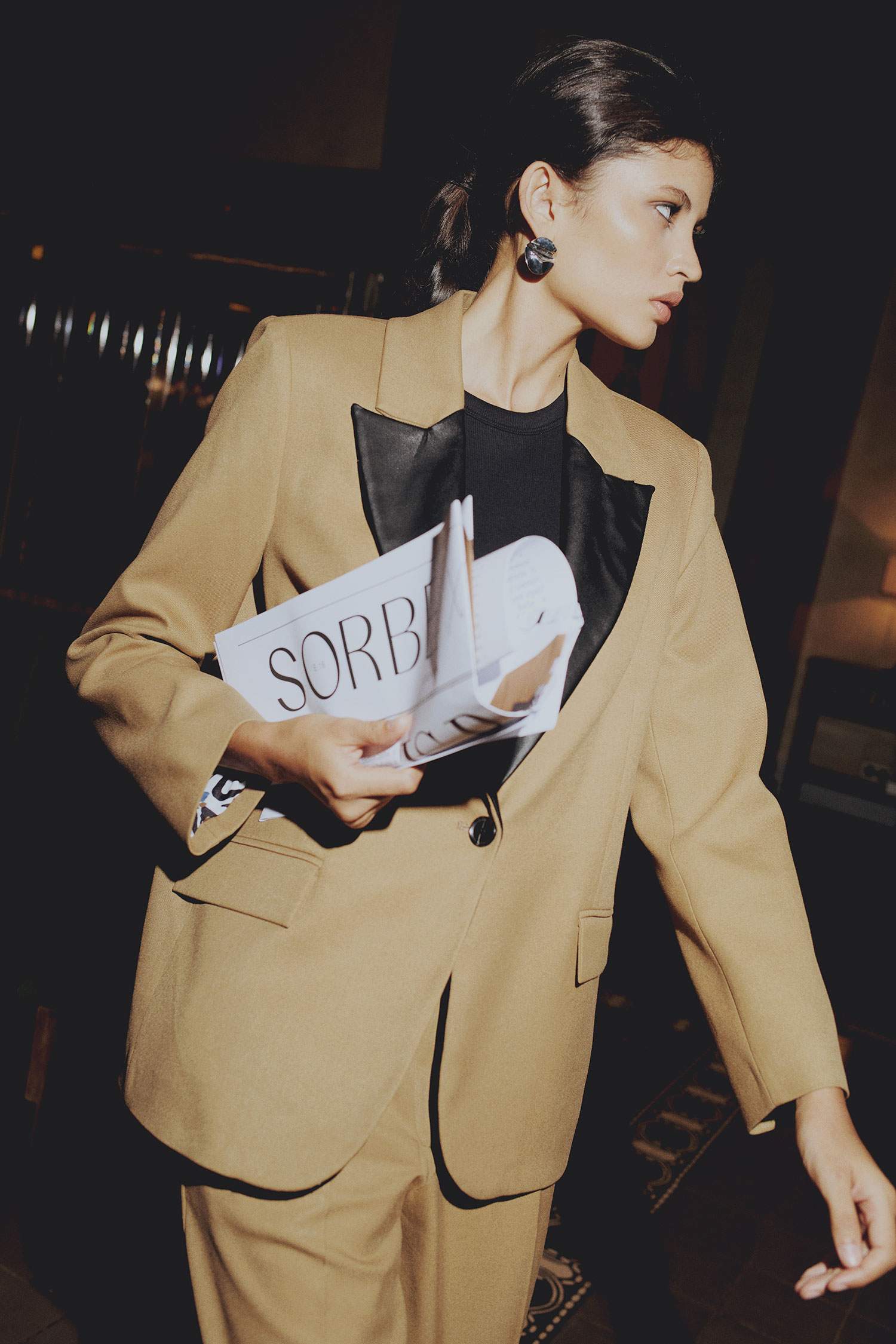 Sorbe x DeFacto Oversize Geniş Kalıp Ceket Yaka Suni Deri Detaylı Düğmeli Blazer Ceket