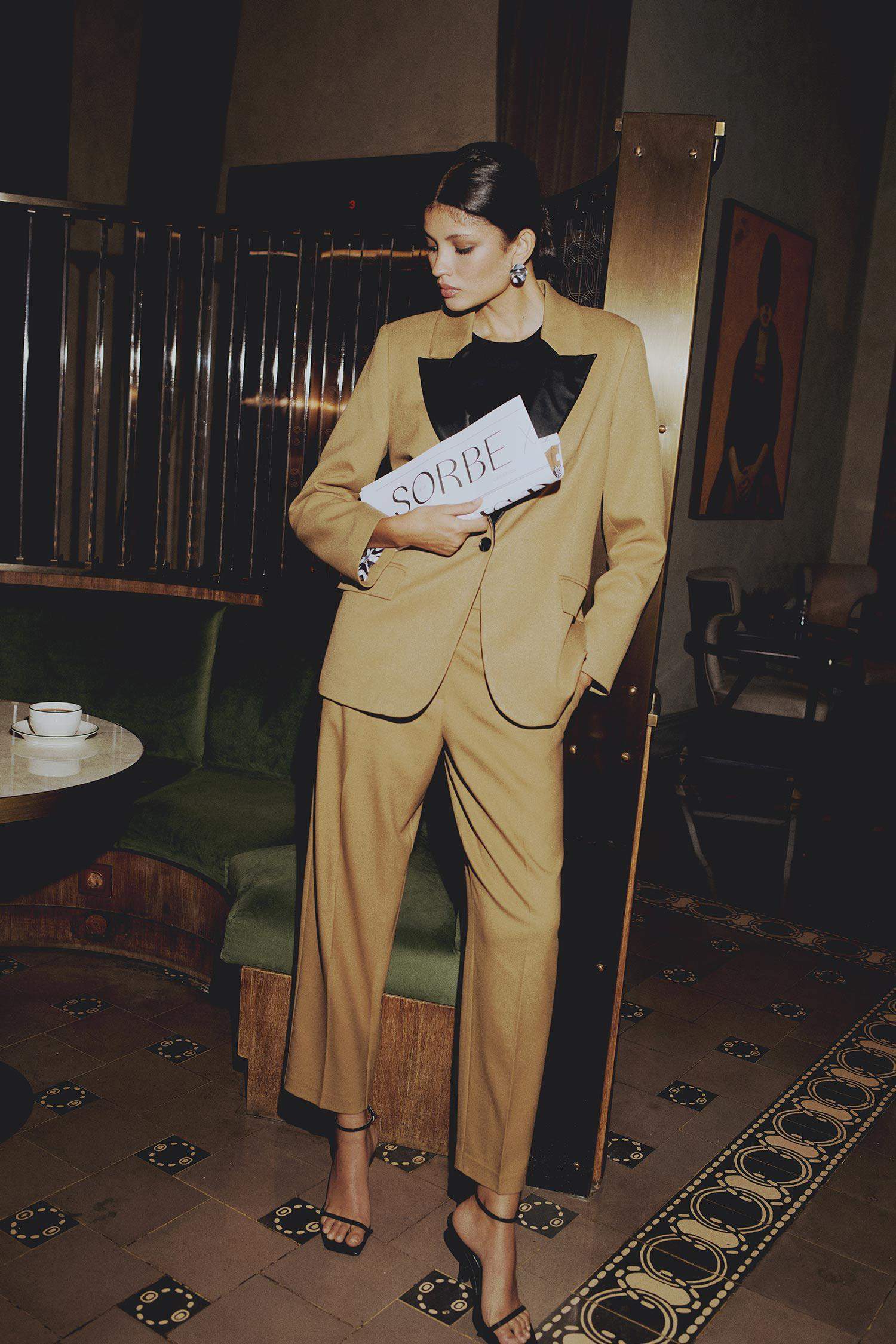 Sorbe x DeFacto Tapered Fit Pantolon Yüksek Bel Pensli Düz Paça Cepli