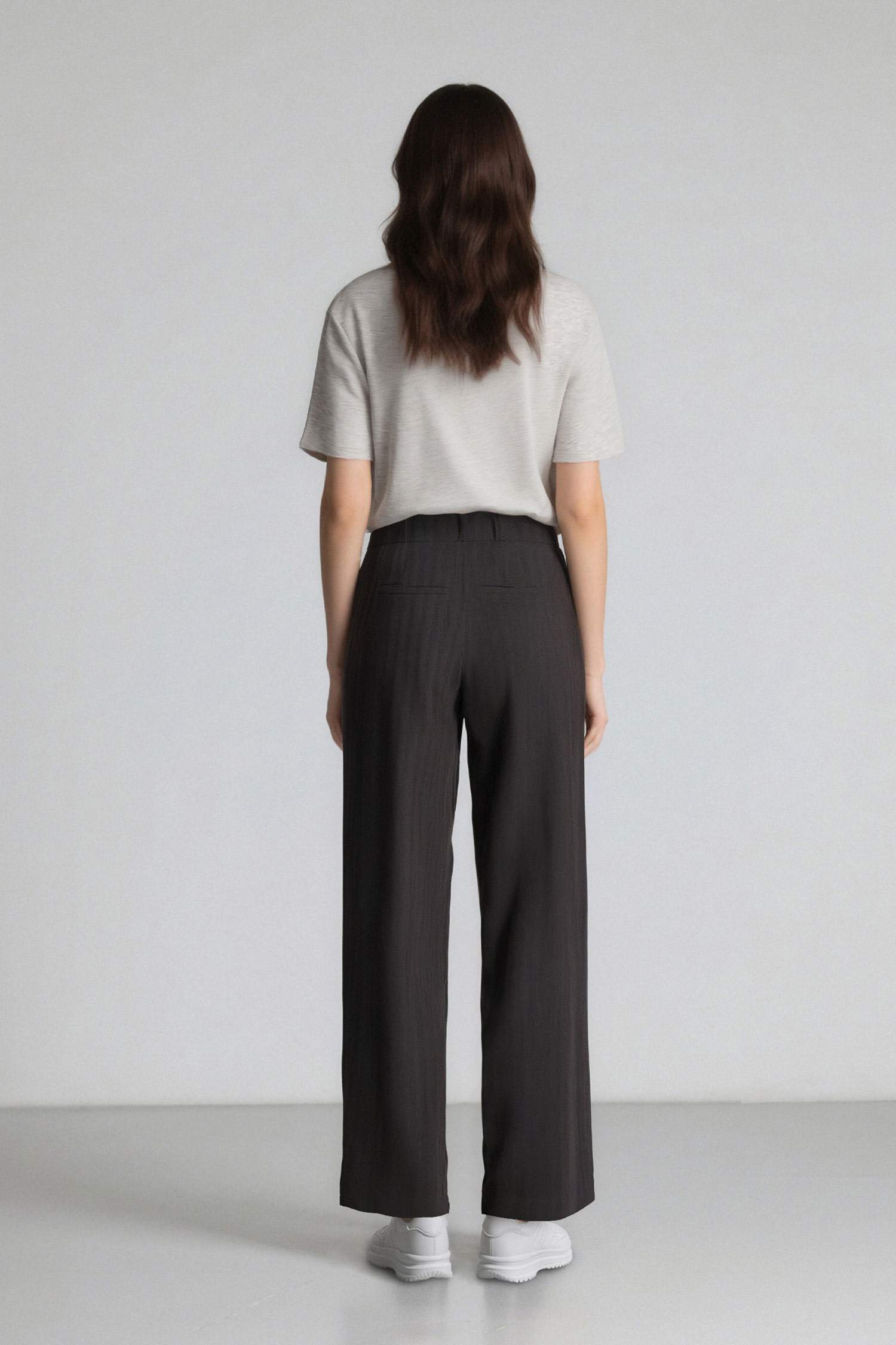 Sorbe x DeFacto Straight Fit Pantolon Yüksek Bel Çizgili Düz Paça Cepli