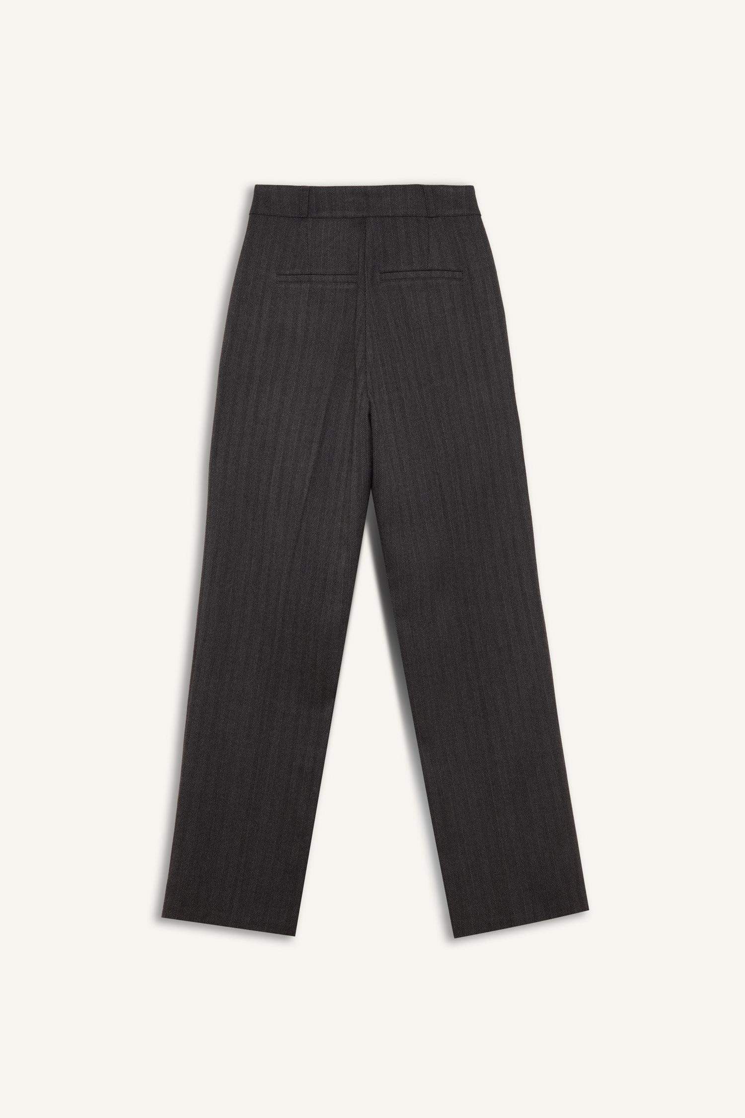 Sorbe x DeFacto Straight Fit Pantolon Yüksek Bel Çizgili Düz Paça Cepli