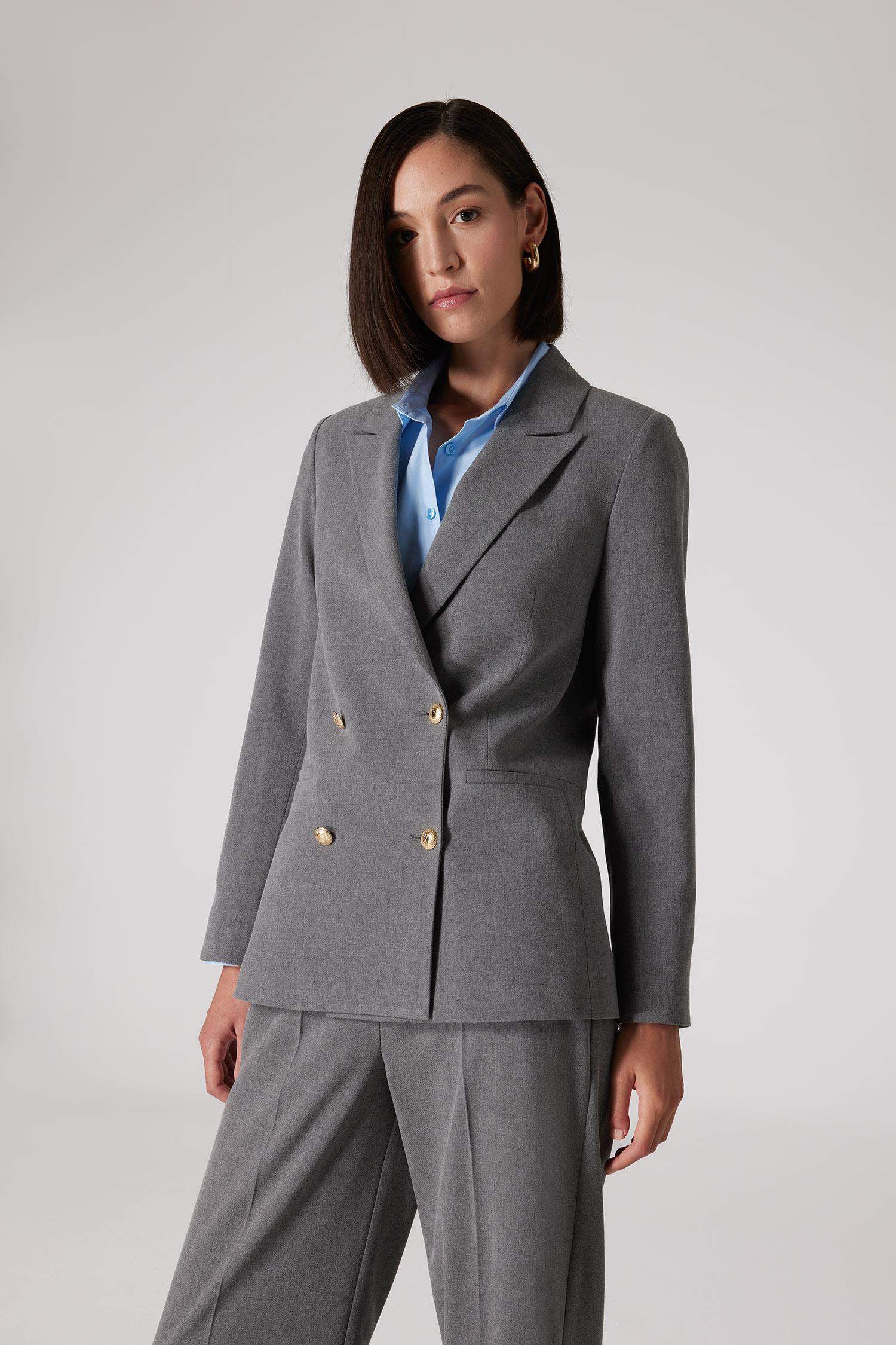 Sorbe x DeFacto Kruvaze Yaka Basic Düz Düğmeli Blazer Ceket