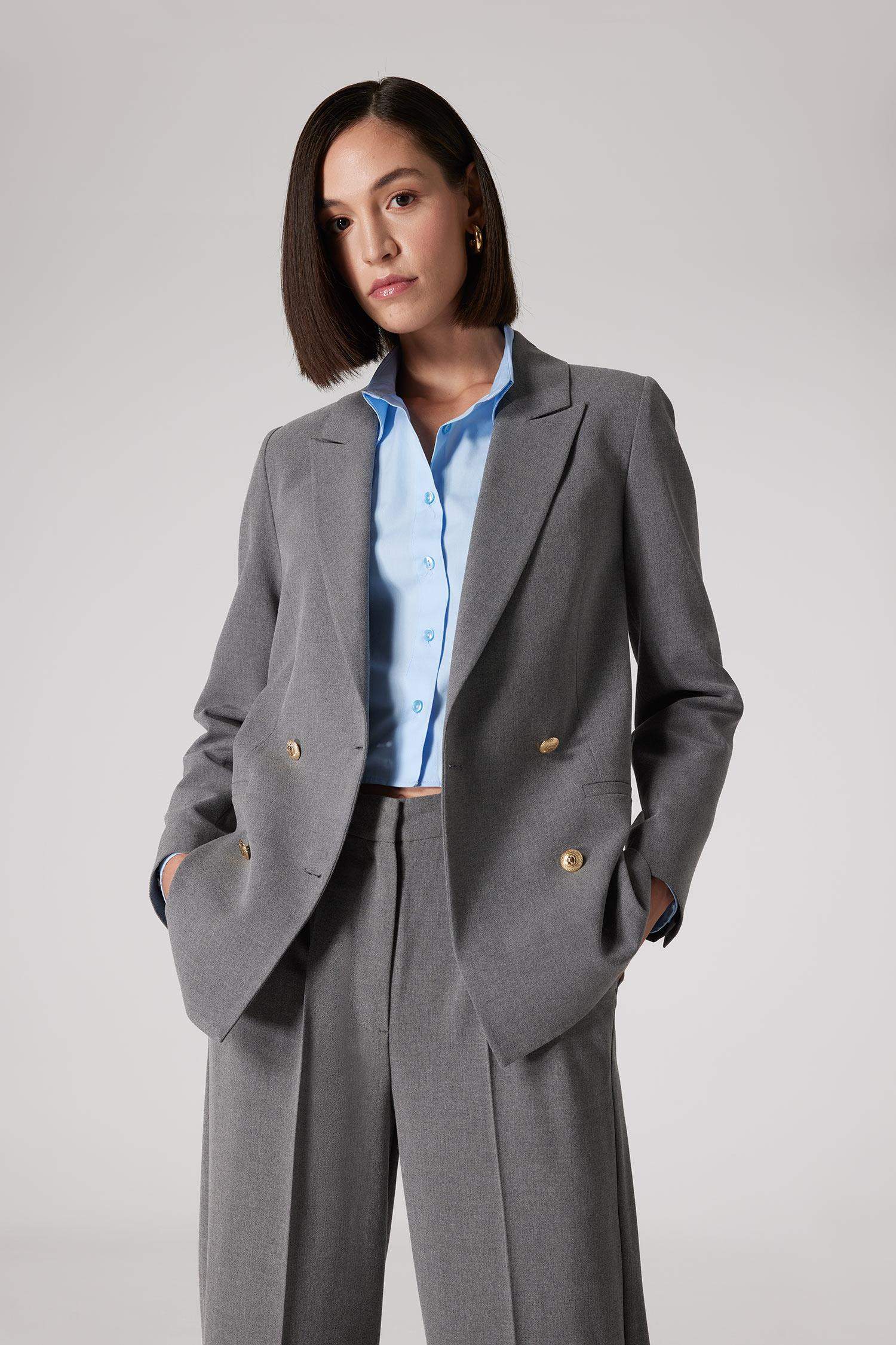 Sorbe x DeFacto Kruvaze Yaka Basic Düz Düğmeli Blazer Ceket