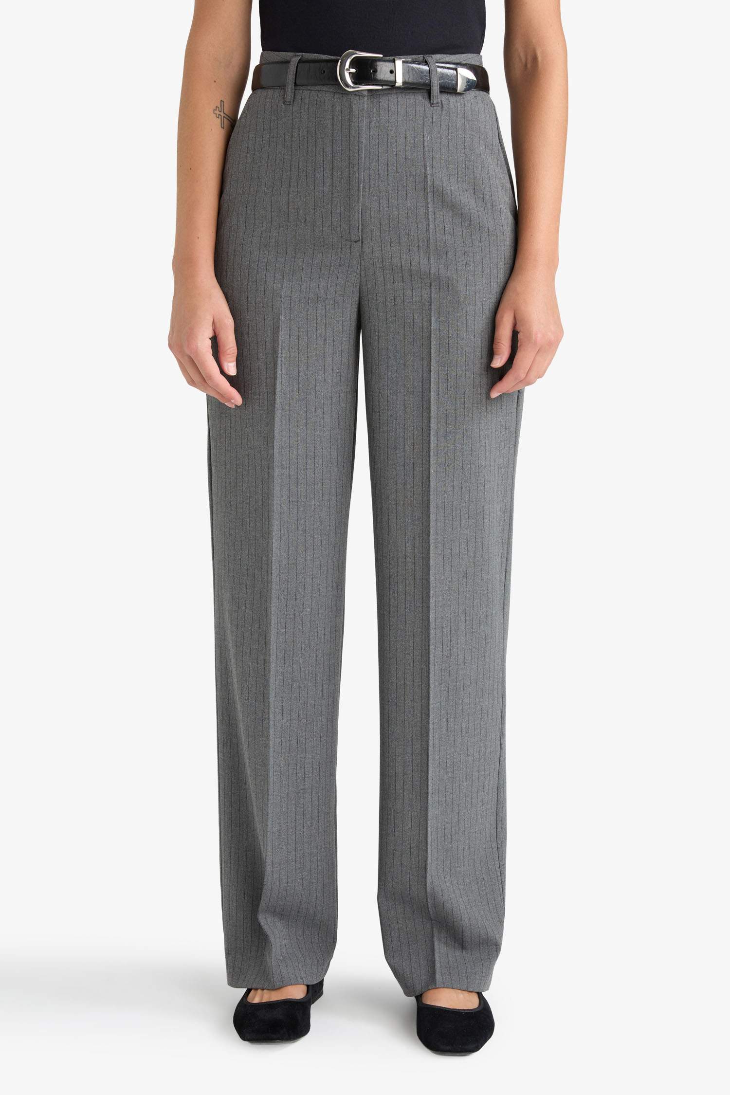 Sorbe x DeFacto Straight Fit Palazzo Pantolon Yüksek Bel Pensli Düz Paça Cepli