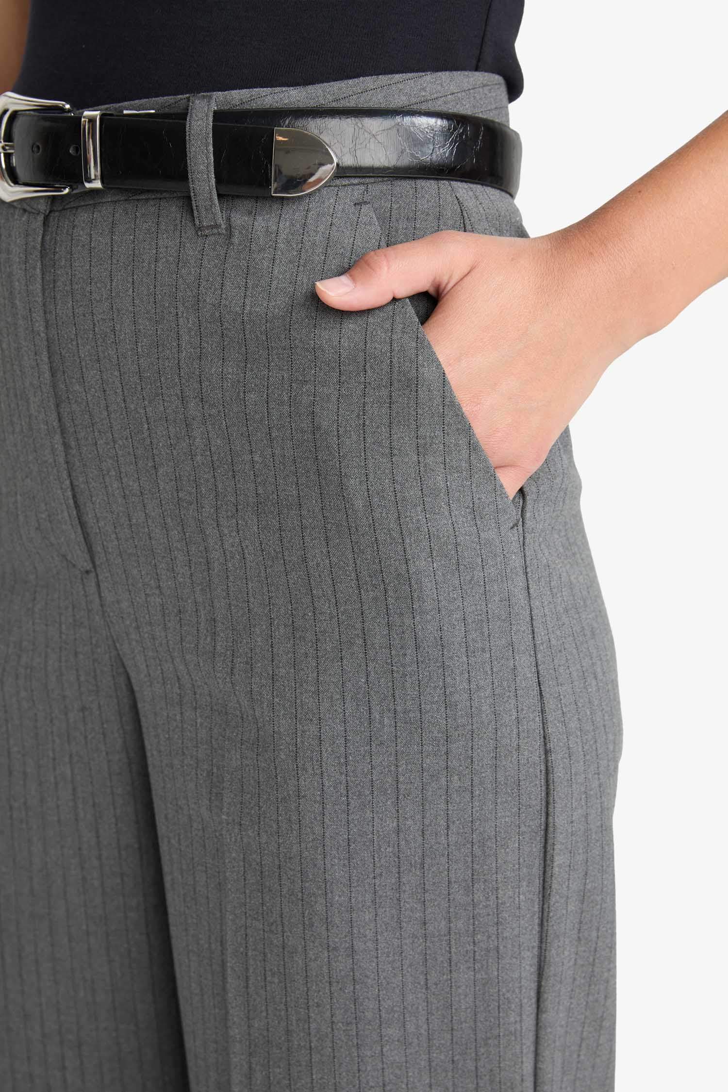 Sorbe x DeFacto Straight Fit Palazzo Pantolon Yüksek Bel Pensli Düz Paça Cepli