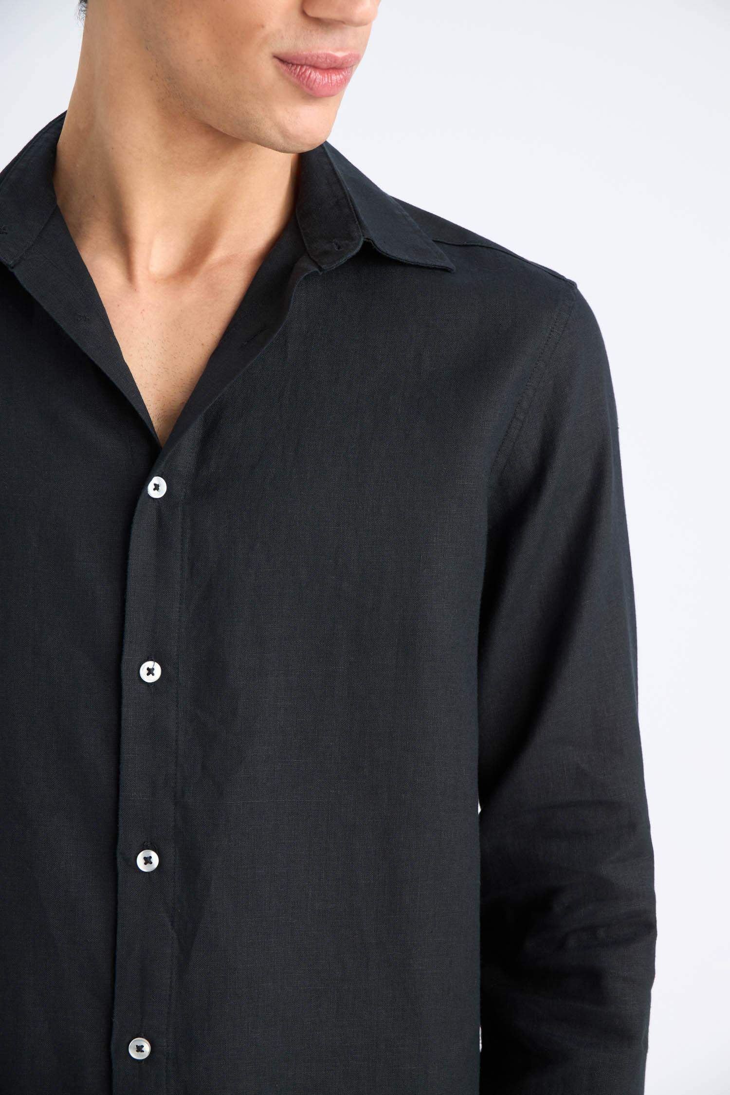 Chemise en lin à manches longues Coupe régulière