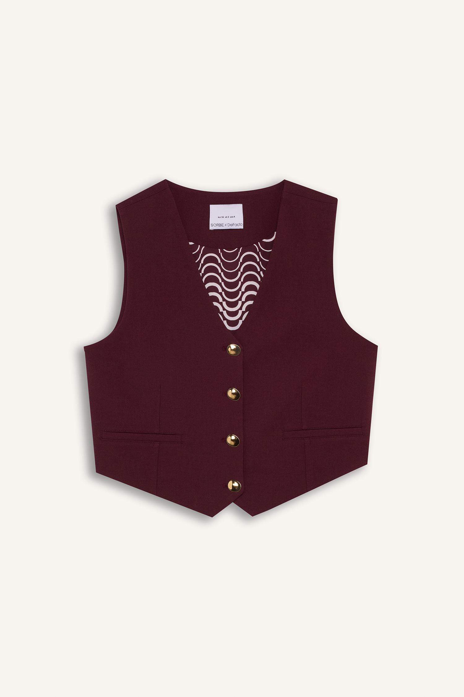 Sorbe x DeFacto Regular Fit V Yaka Düğmeli Blazer Yelek