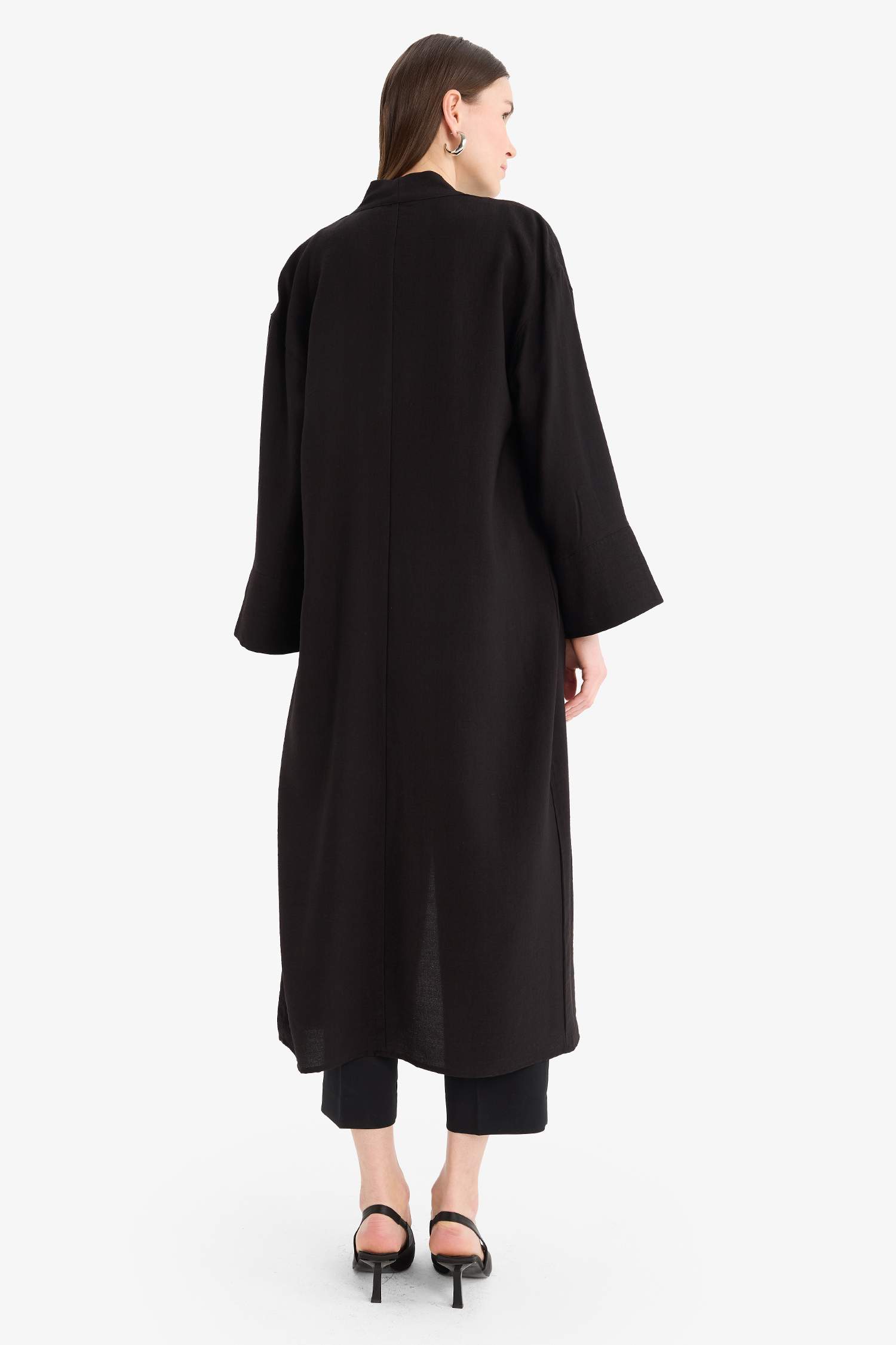 Relax Fit Basic Düz Midi Kimono