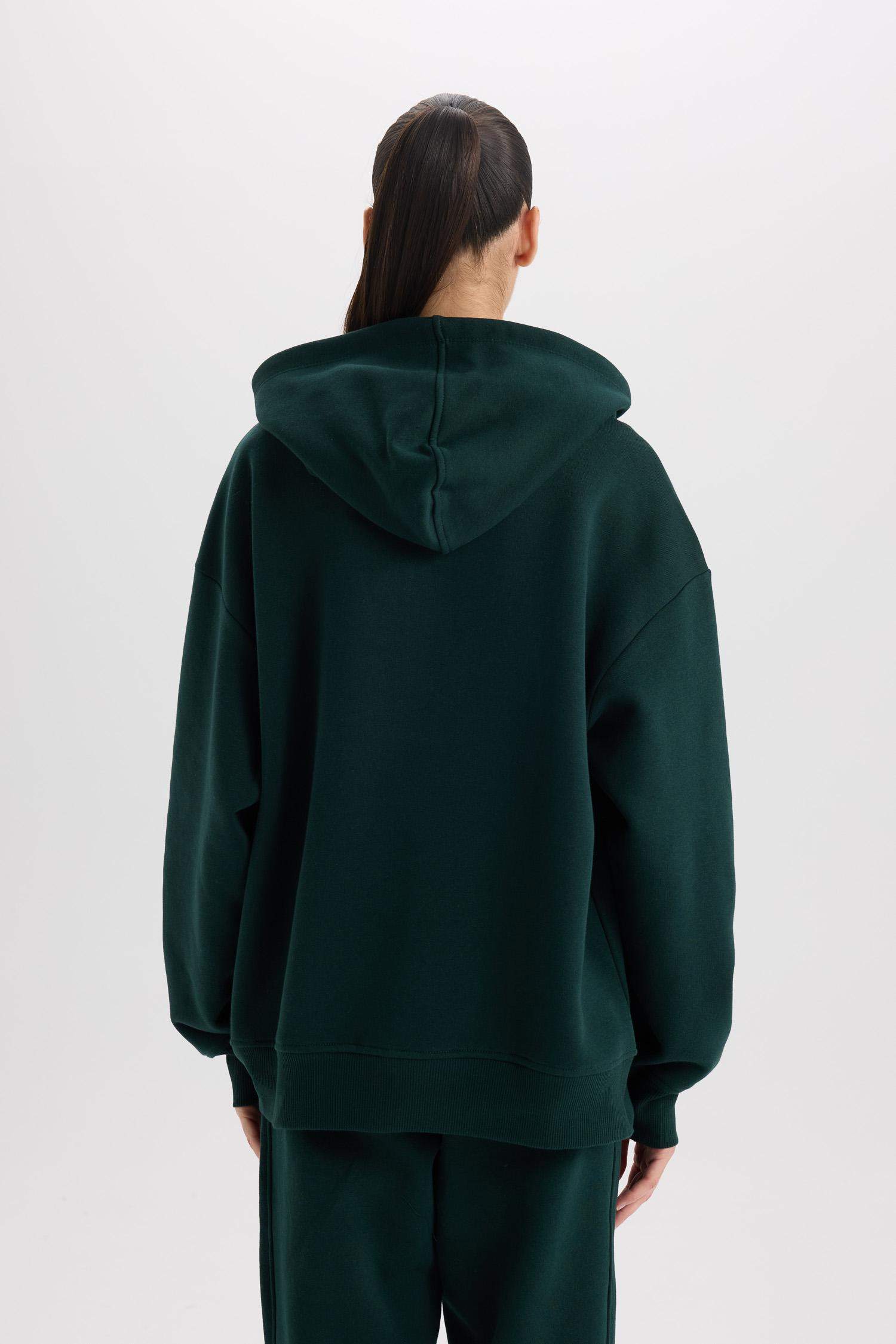 Relax Fit Kapüşonlu Kalın Basic Düz Sweatshirt