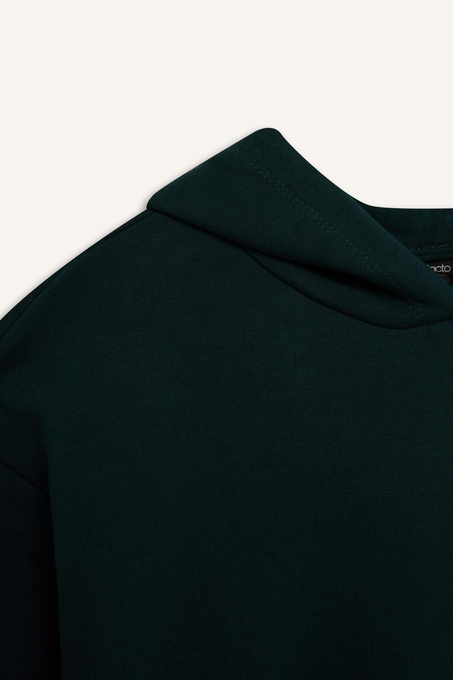 Relax Fit Kapüşonlu Kalın Basic Düz Sweatshirt