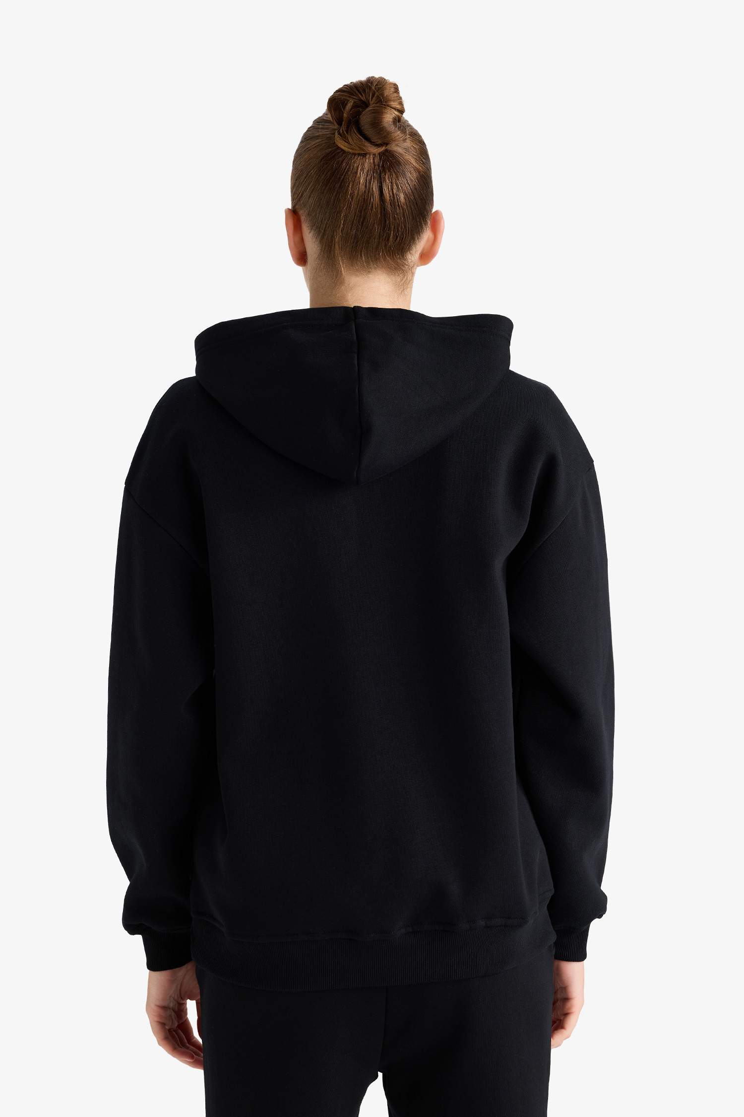 Relax Fit Hooded Basic Thick Fabric Sweatshirt