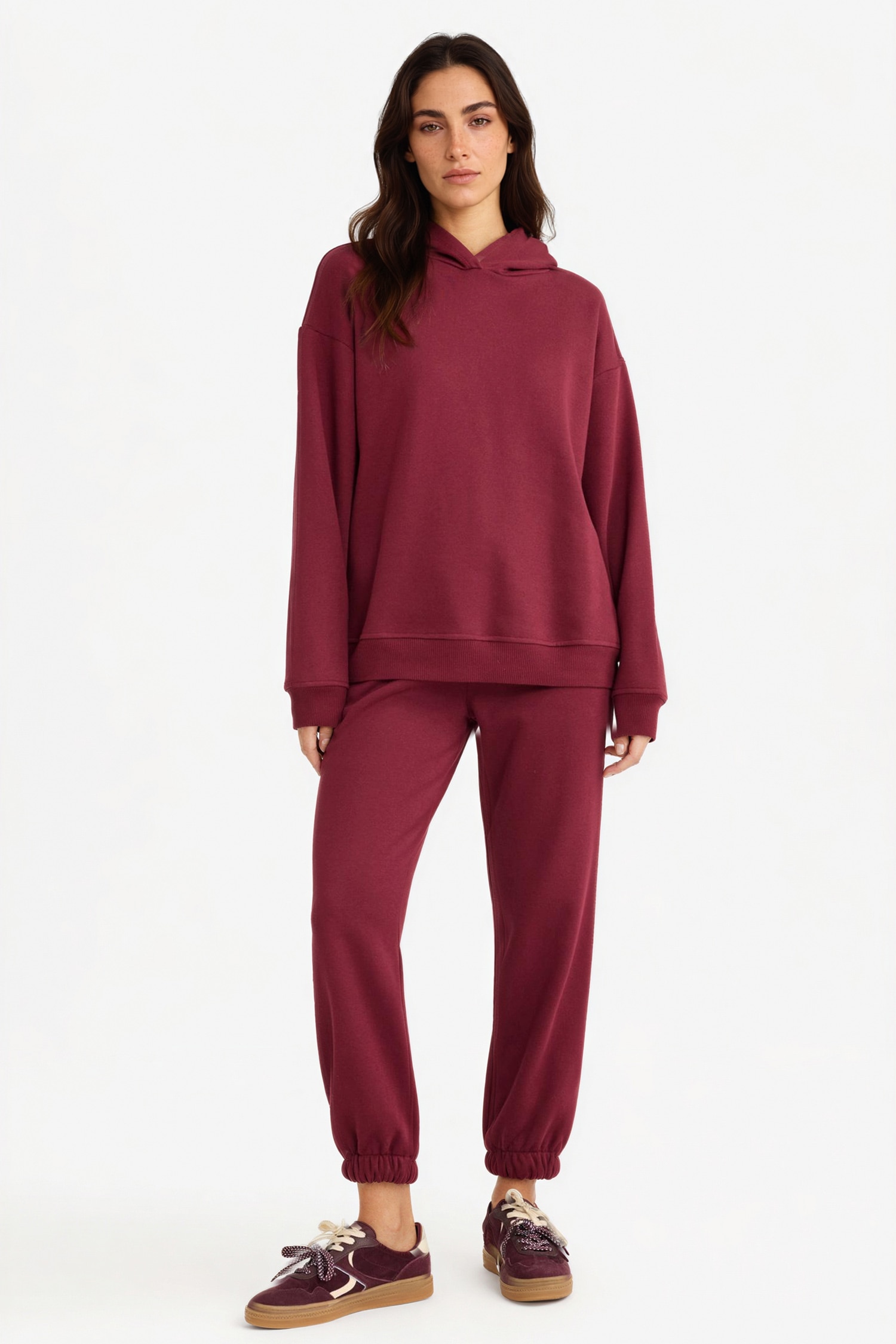 DeFacto Relax Fit Kapüşonlu Basıc Kalın Sweatshirt görsel 2
