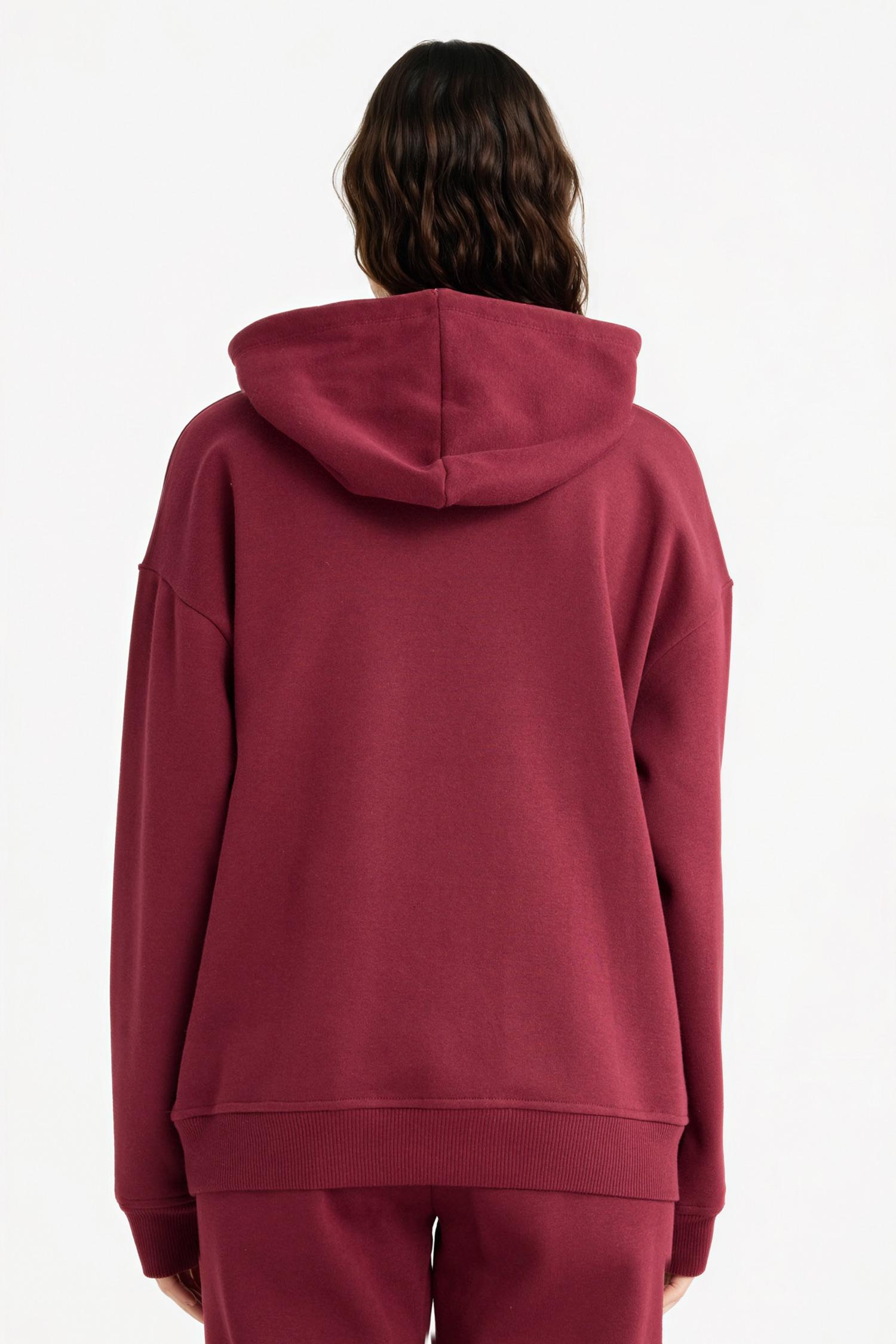 DeFacto Relax Fit Kapüşonlu Basıc Kalın Sweatshirt görsel 3