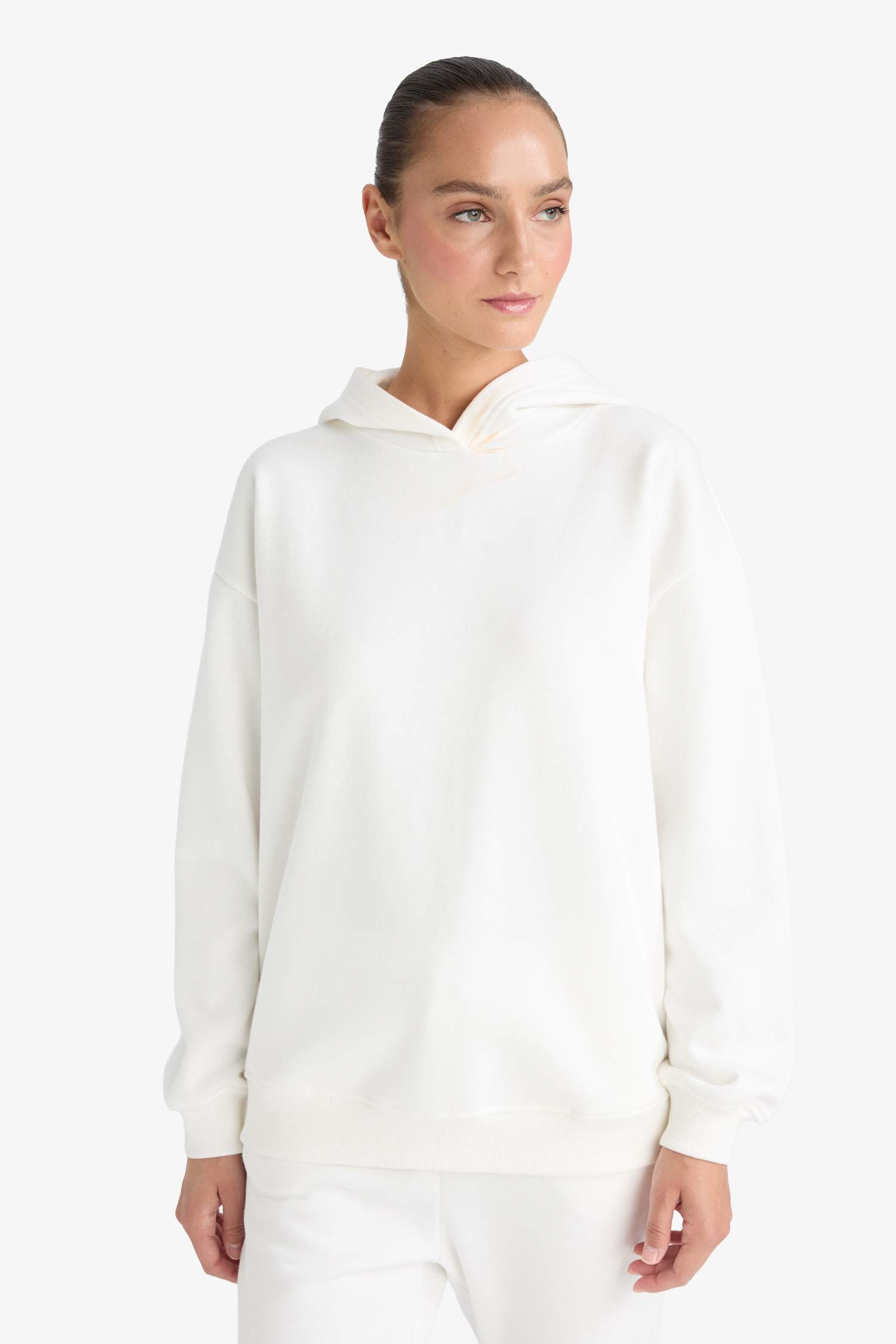 Sweat à capuche épais uni Coupe décontractée