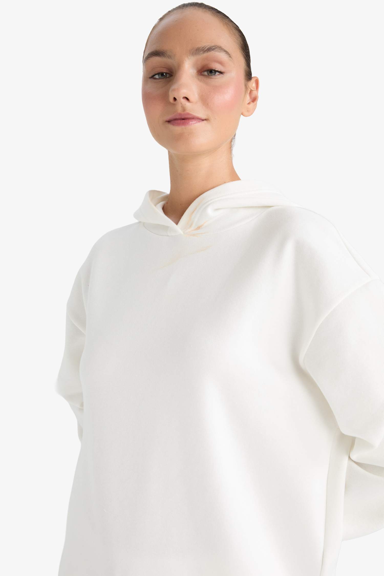 Sweat à capuche épais uni Coupe décontractée