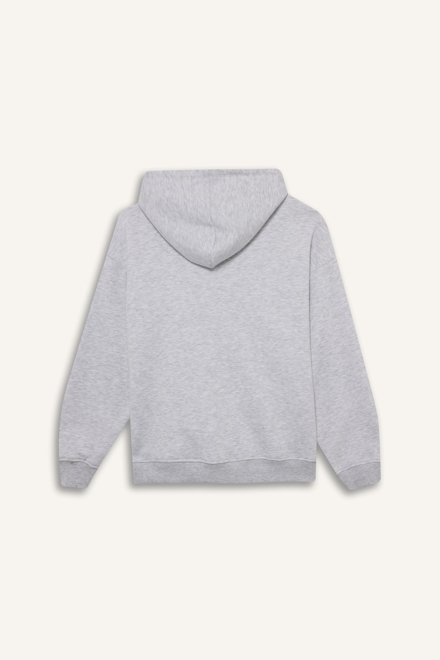 DeFacto Relax Fit Kapüşonlu Basıc Kalın Sweatshirt görsel 6