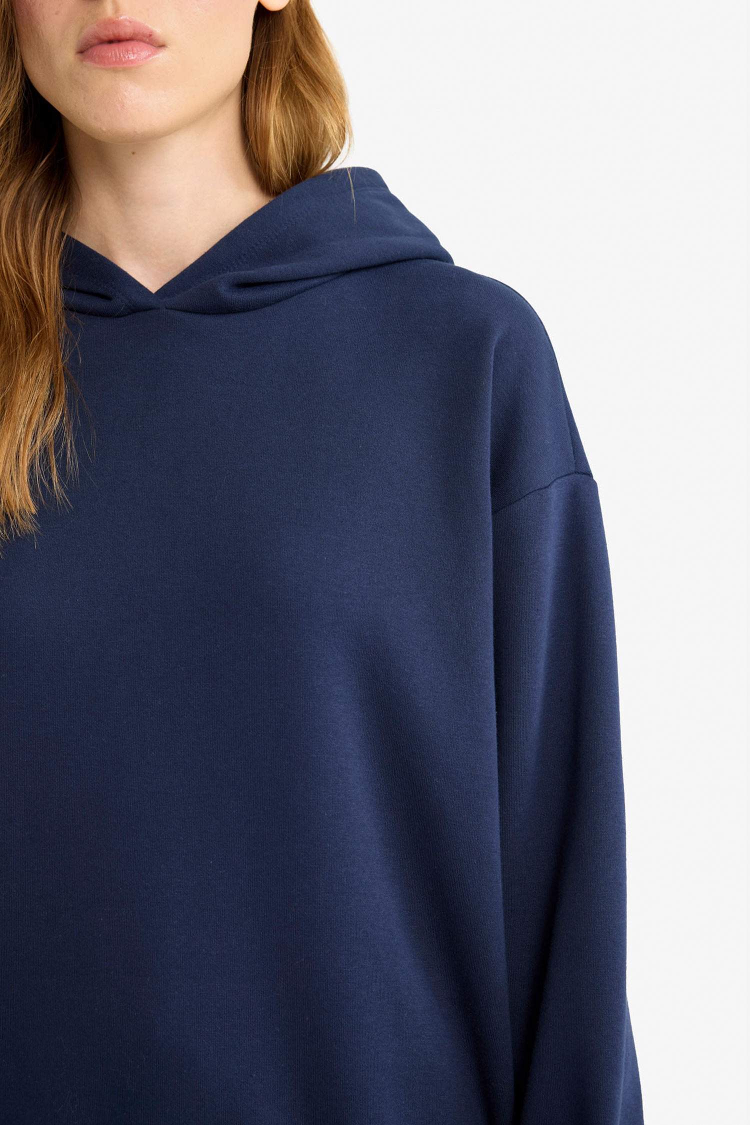 Relax Fit Hooded Basic Thick Sweatshirt