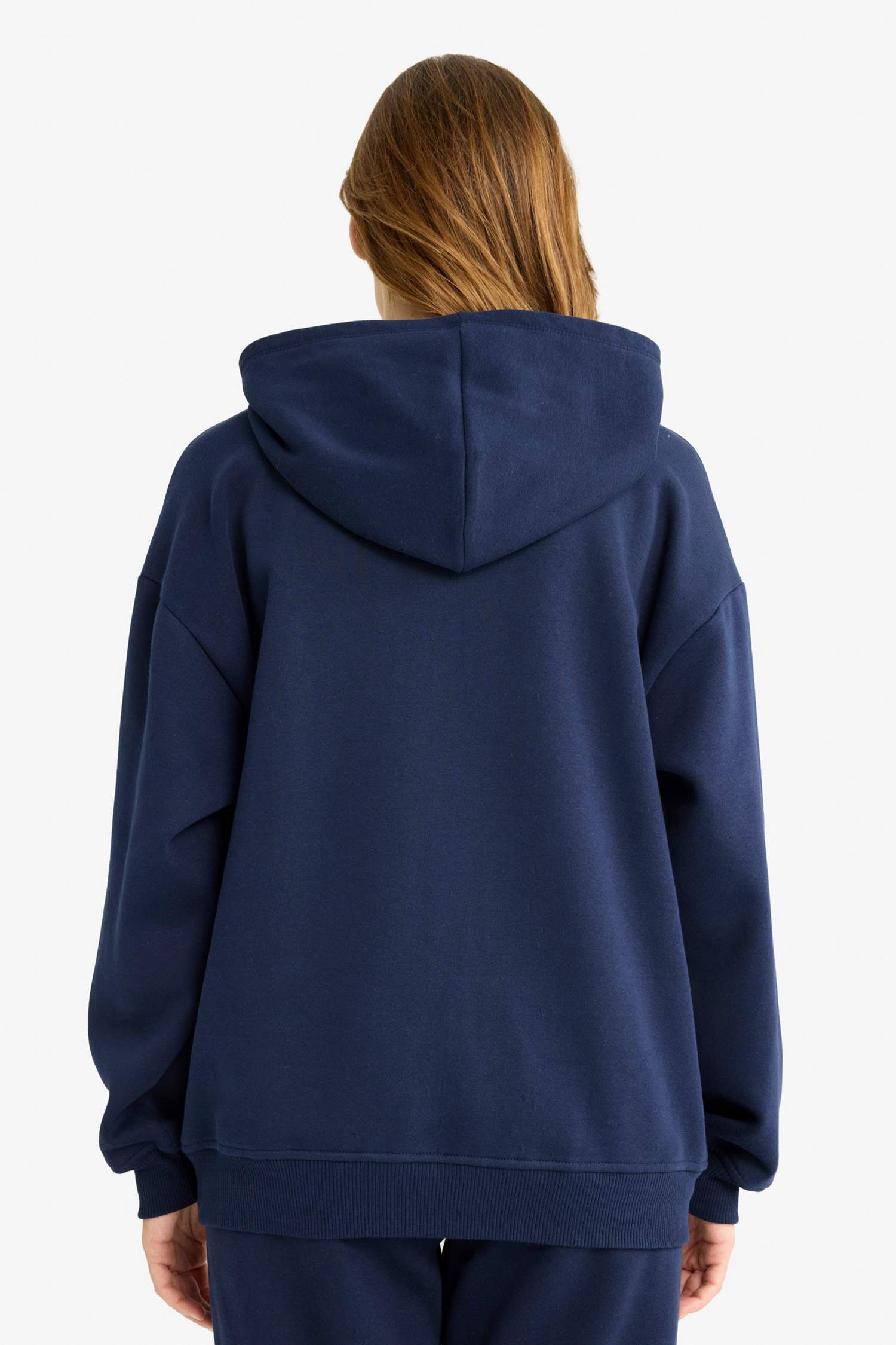 Relax Fit Hooded Basic Thick Sweatshirt