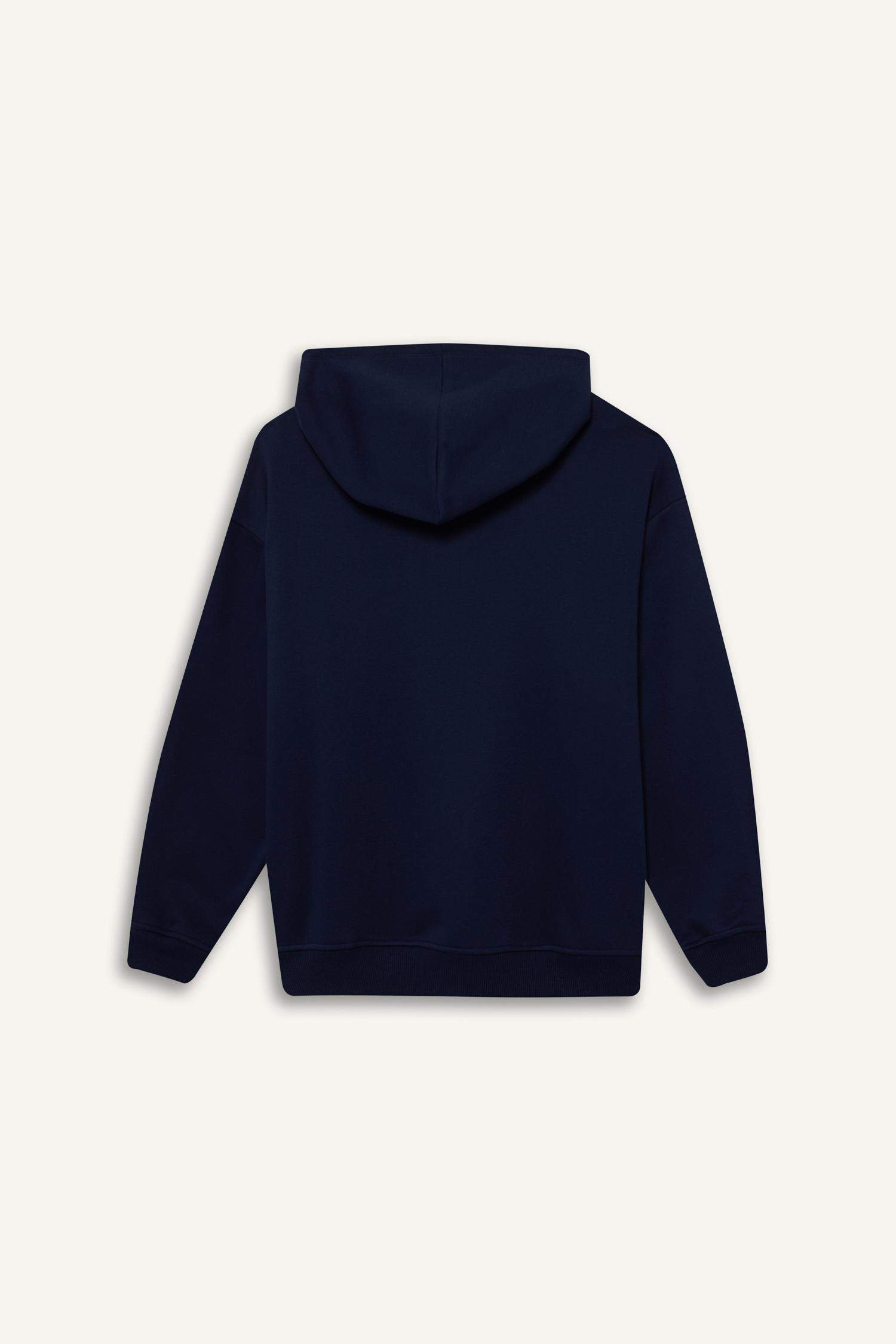 Relax Fit Hooded Basic Thick Sweatshirt