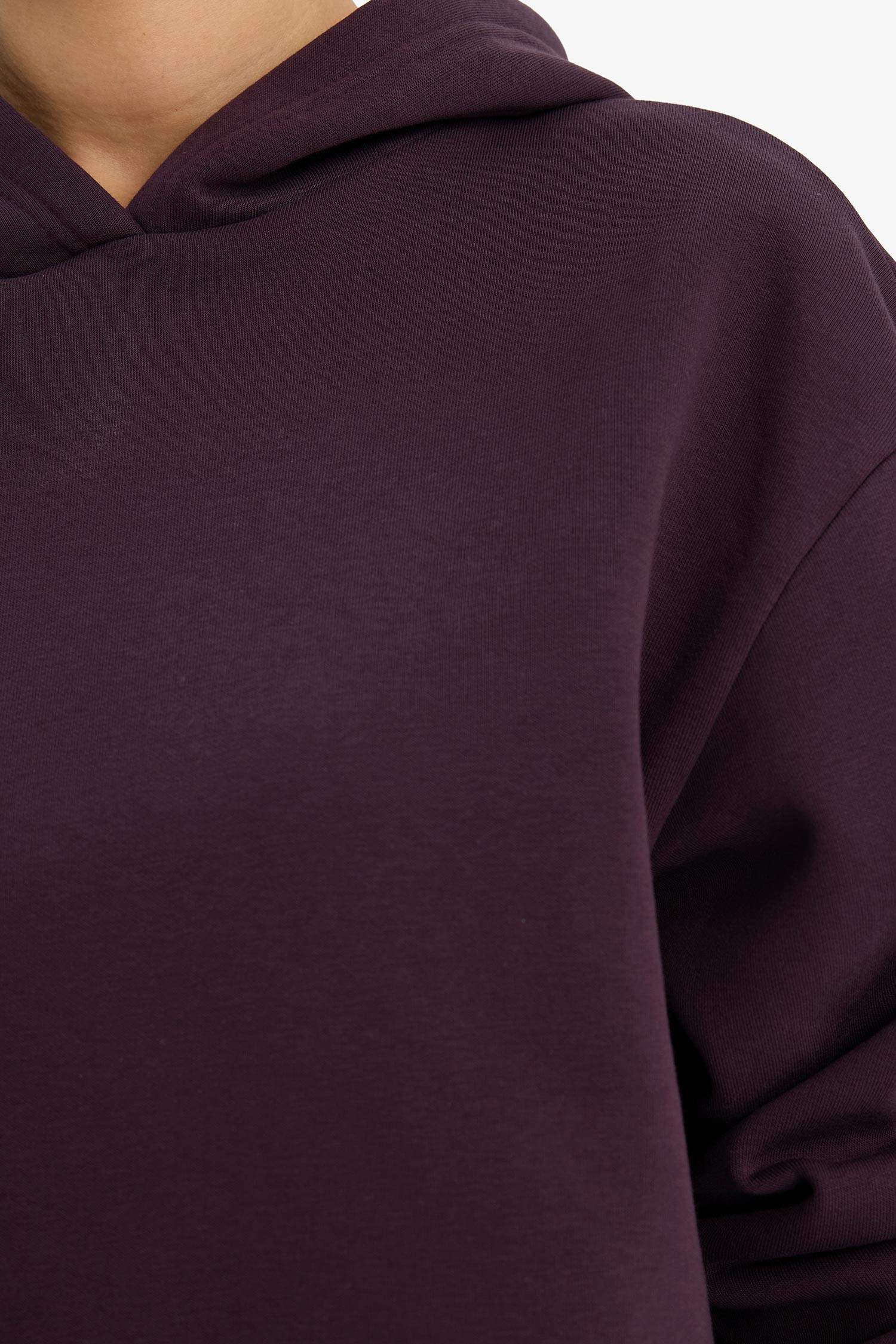 سويت شيرت سادة ثقيل قصة مريحة بغطاء للرأس