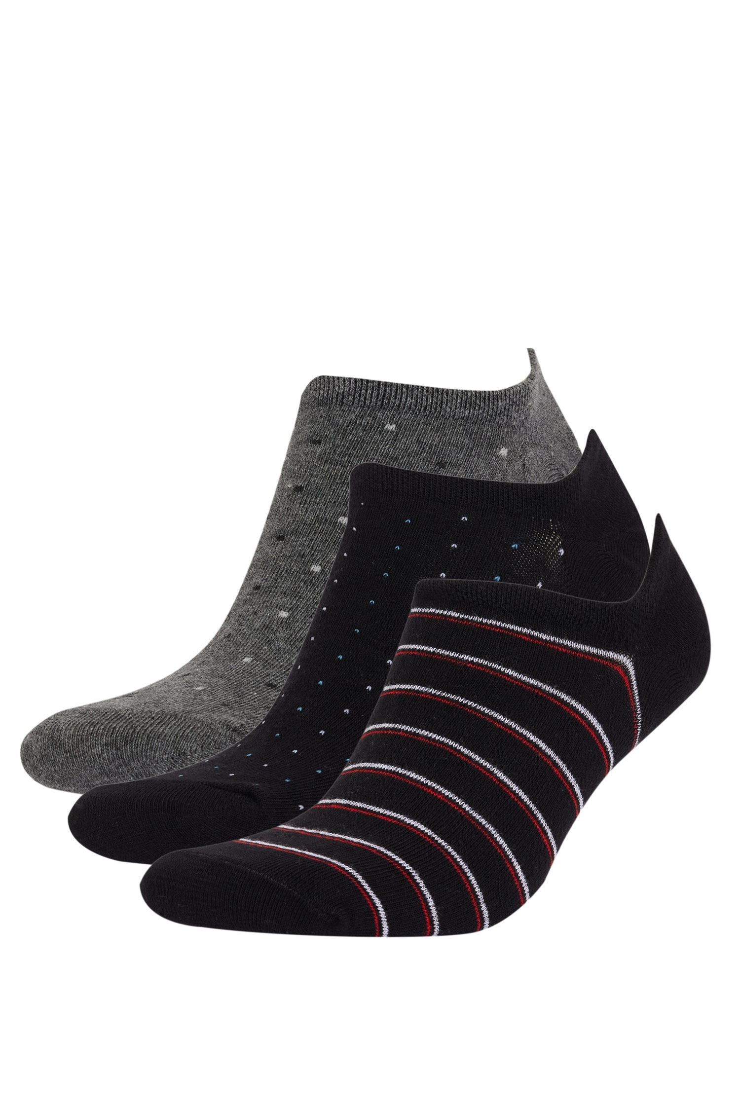 شرابات سنيكرز رجالي قطن مخطط - 3 قطع