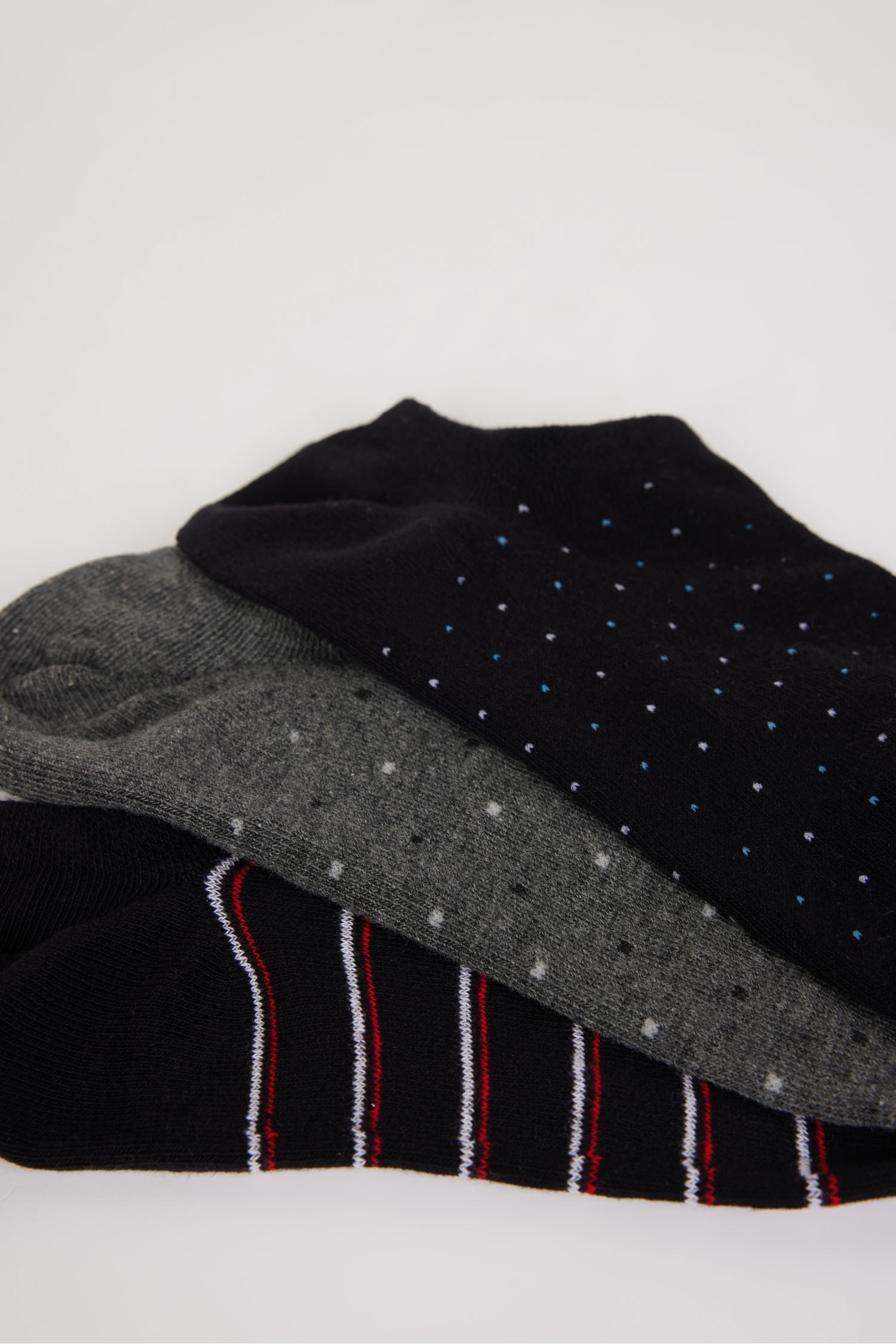 شرابات سنيكرز رجالي قطن مخطط - 3 قطع