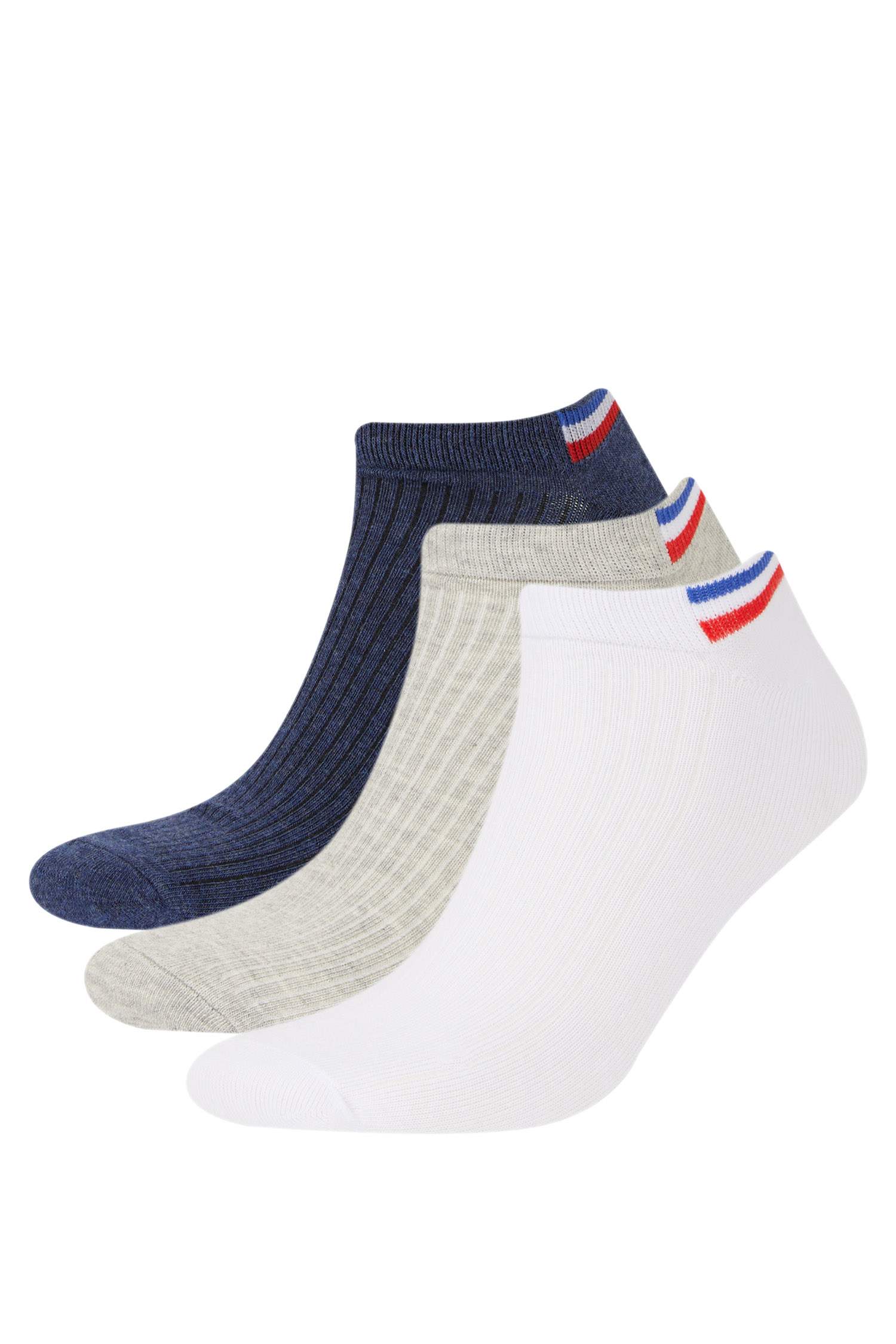 Erkek 3'lü Pamuklu Patik Çorap