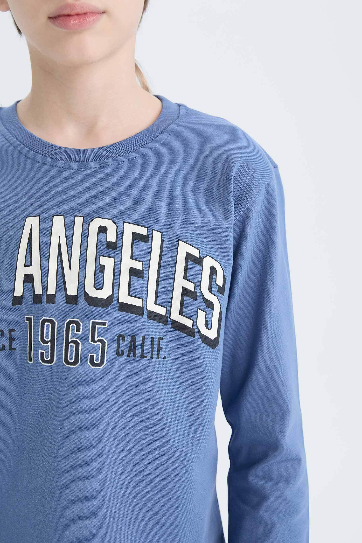 Erkek Çocuk Pijama Takımı Baskılı Uzun Kollu Üst Beli Lastikli Uzun Alt