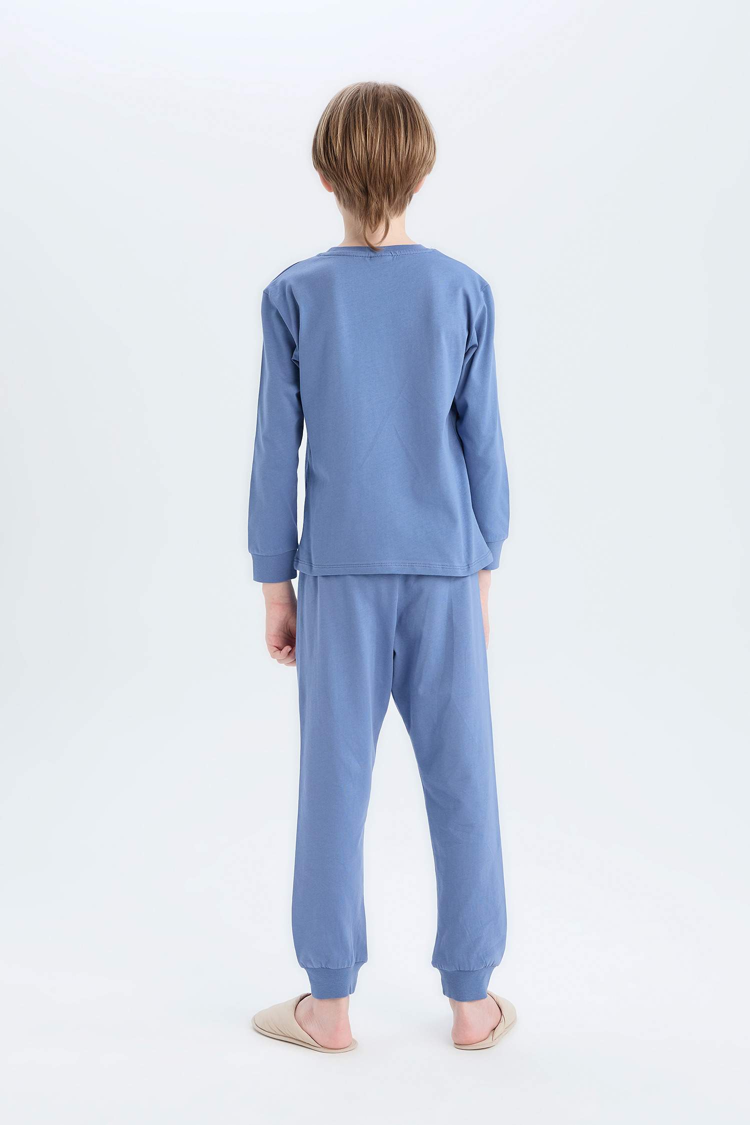 Erkek Çocuk Pijama Takımı Baskılı Uzun Kollu Üst Beli Lastikli Uzun Alt