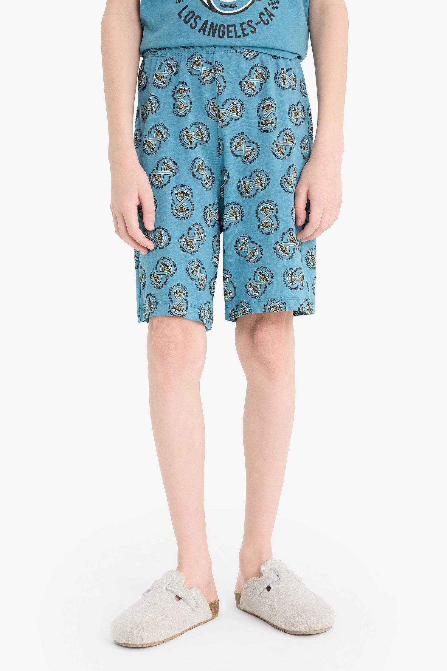 Пижама для мальчика с рисунком, с коротким рукавом и шортами