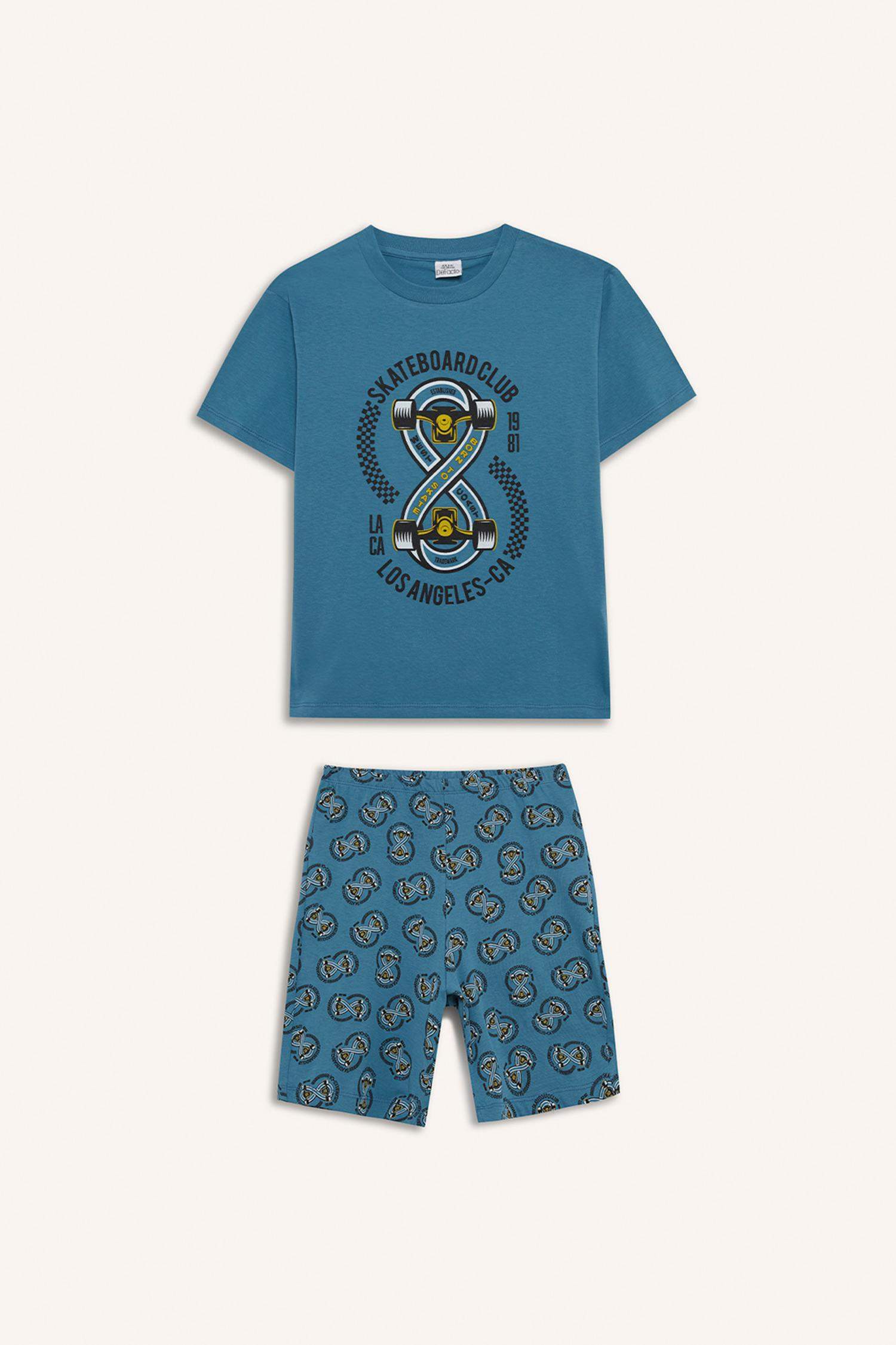 Пижама для мальчика с рисунком, с коротким рукавом и шортами