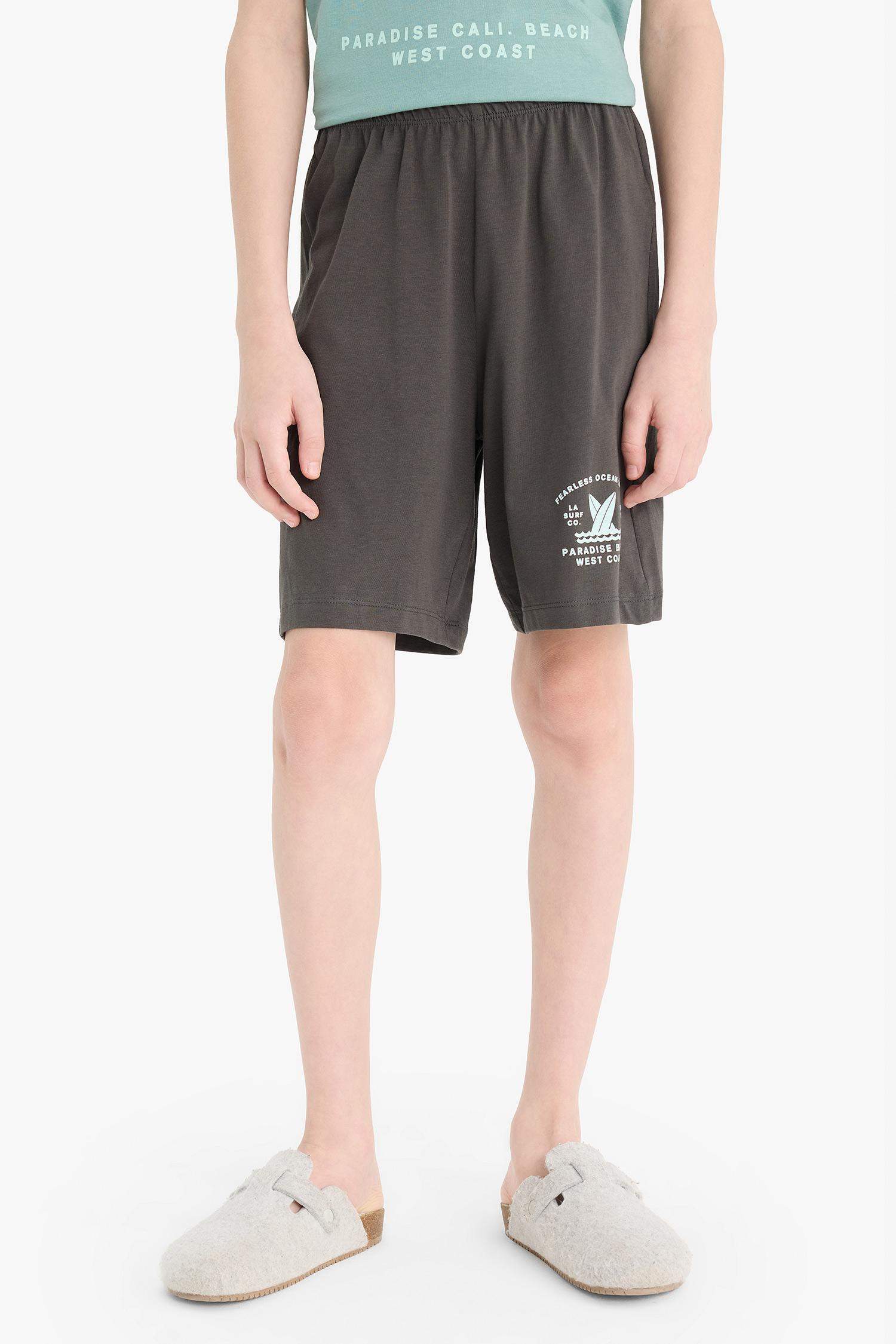 Erkek Çocuk Pijama Takımı Baskılı Kısa Kollu Üst Beli Lastikli Şort