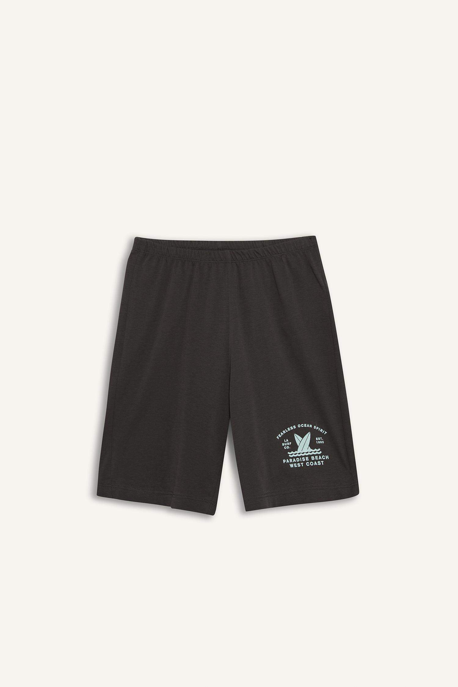 Erkek Çocuk Pijama Takımı Baskılı Kısa Kollu Üst Beli Lastikli Şort