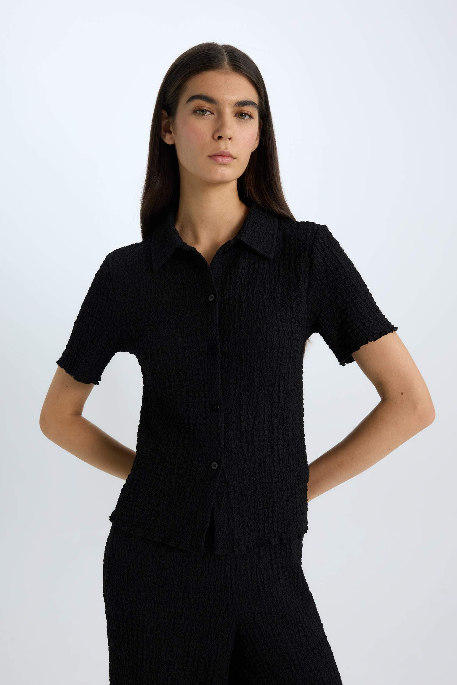 Slim Fit Приталенный Поло Воротник Футболка Короткий Рукав