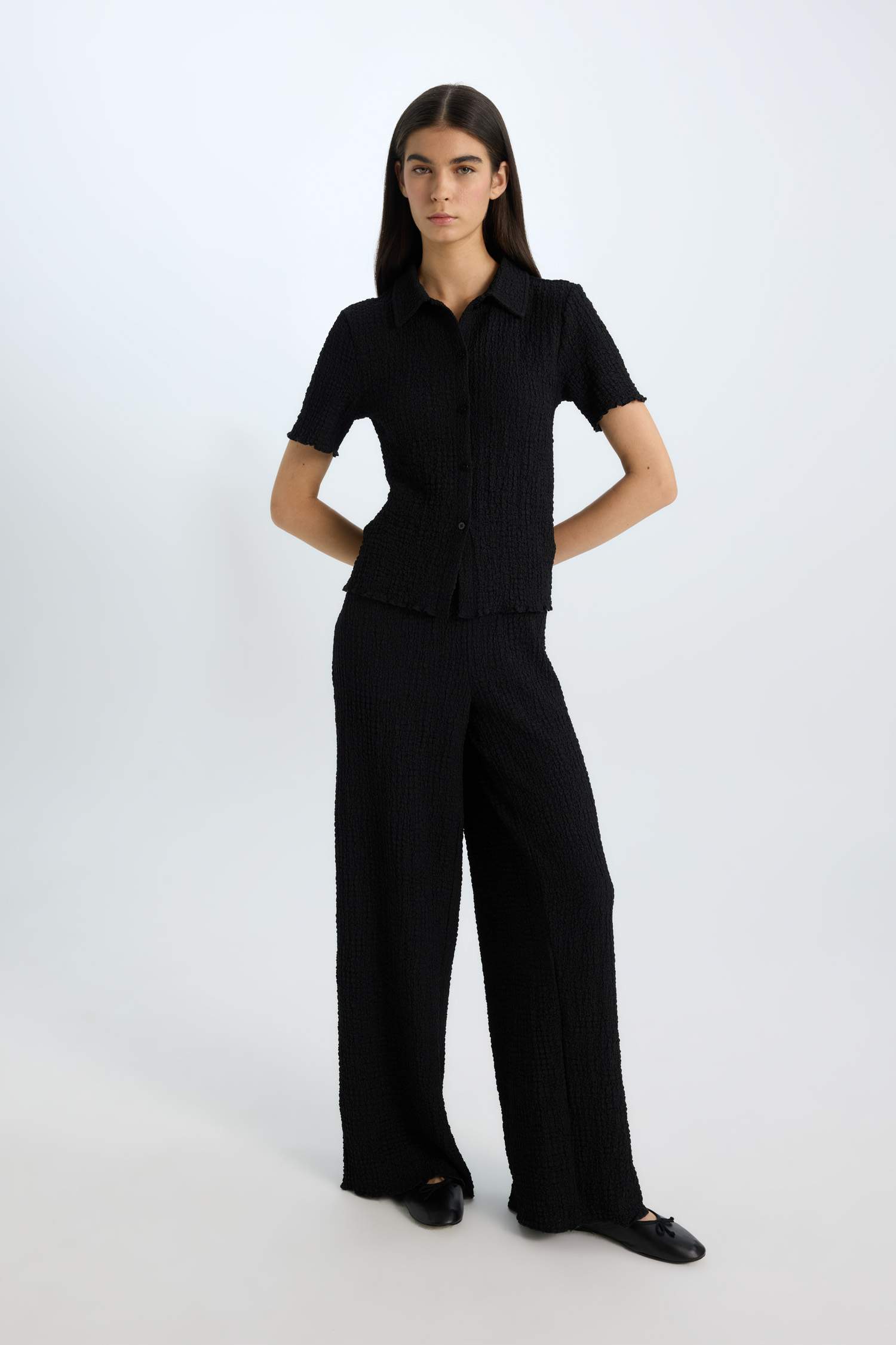 Slim Fit Приталенный Поло Воротник Футболка Короткий Рукав