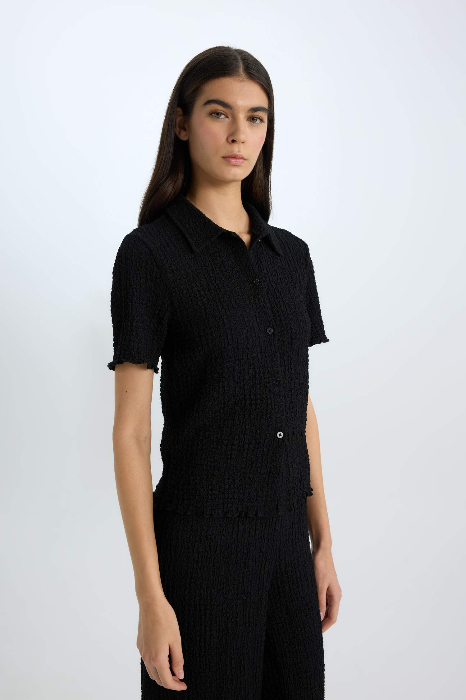 Slim Fit Приталенный Поло Воротник Футболка Короткий Рукав