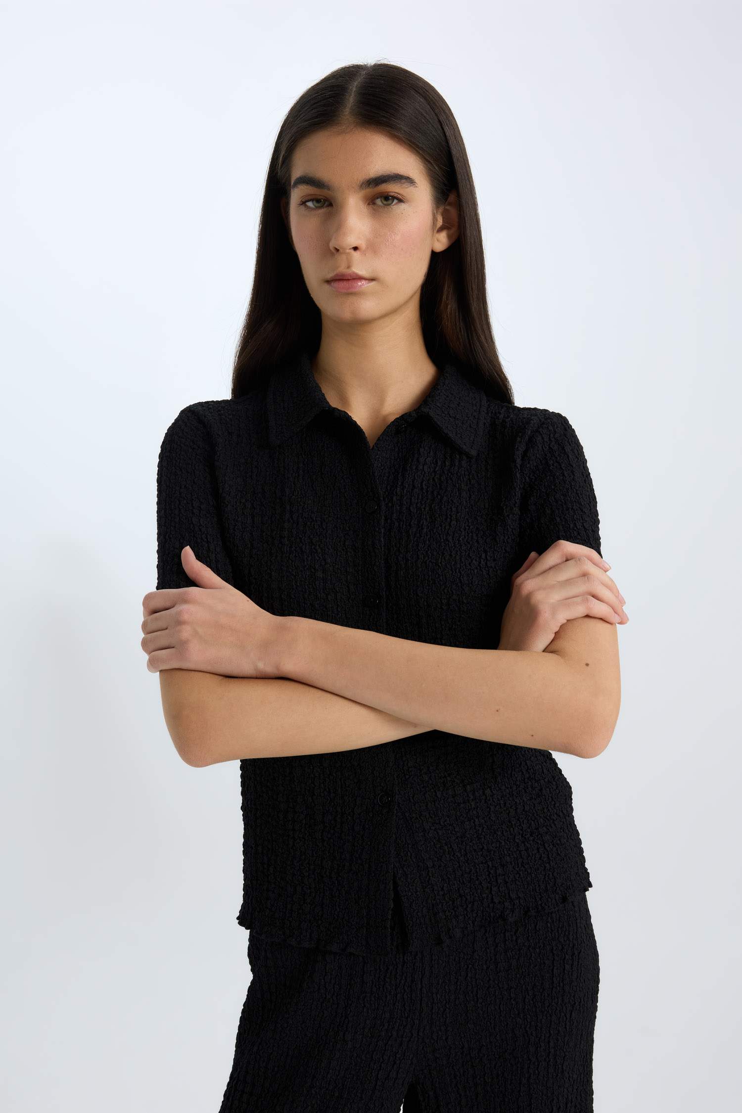 Slim Fit Приталенный Поло Воротник Футболка Короткий Рукав