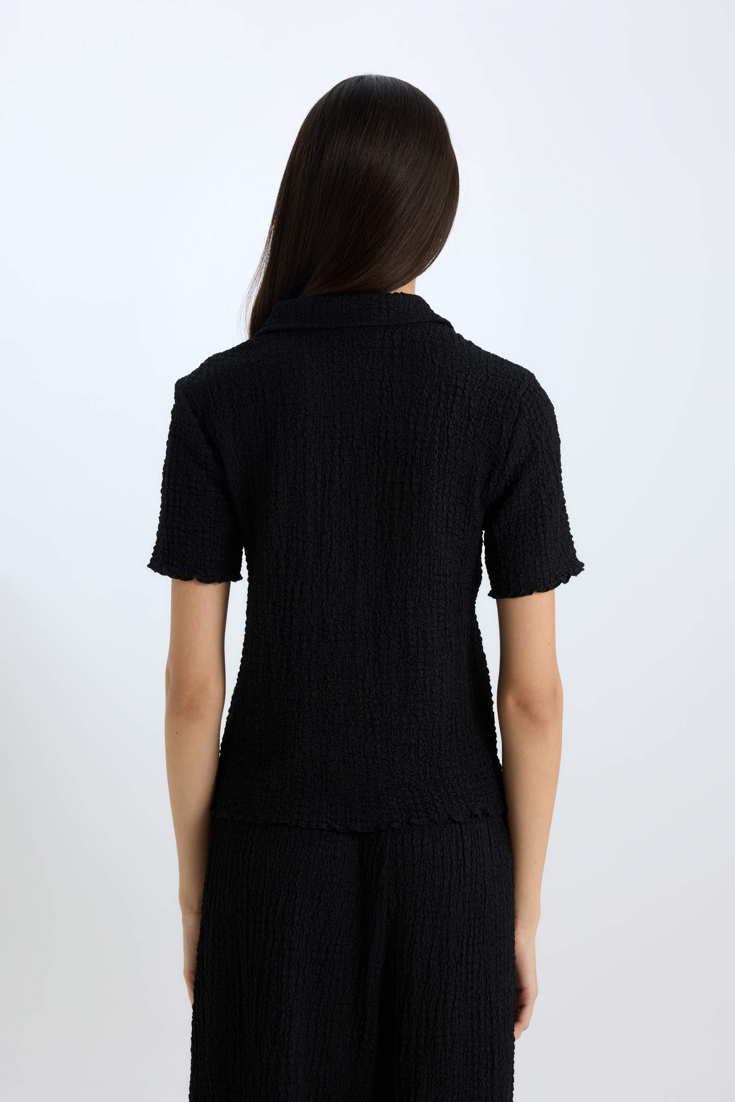 Slim Fit Приталенный Поло Воротник Футболка Короткий Рукав