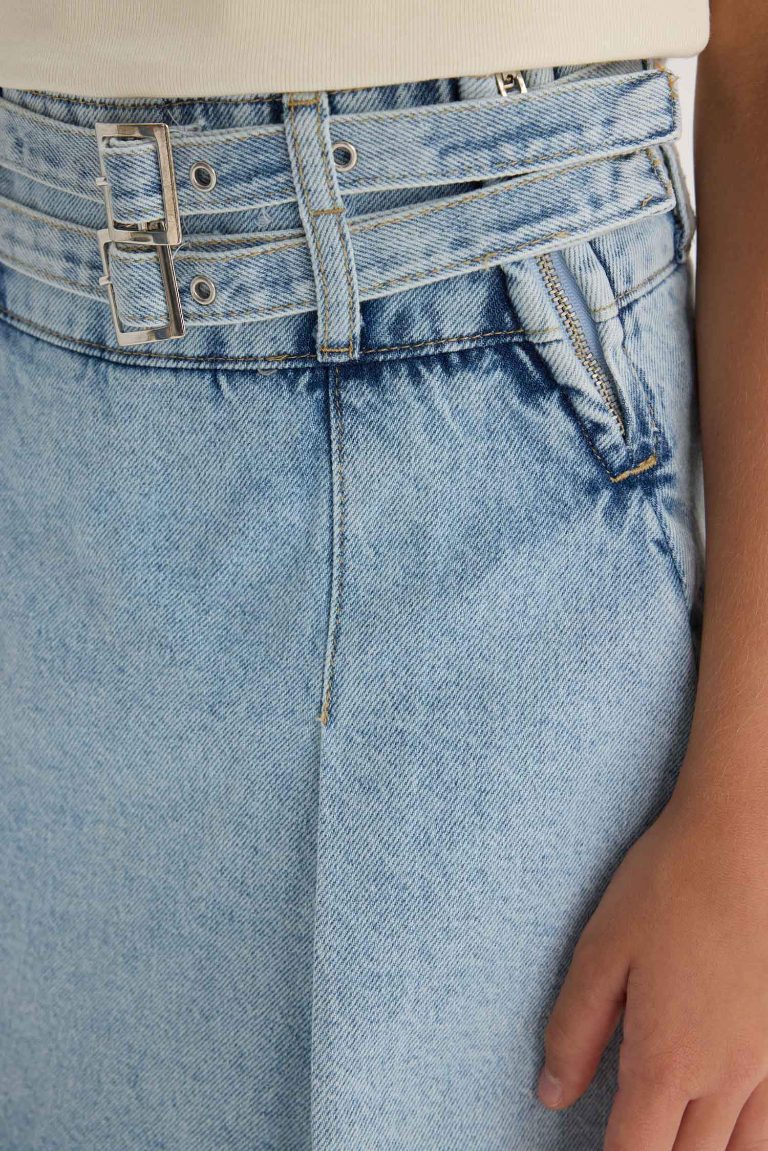 Kız Çocuk Pamuklu Jean Şort Etek