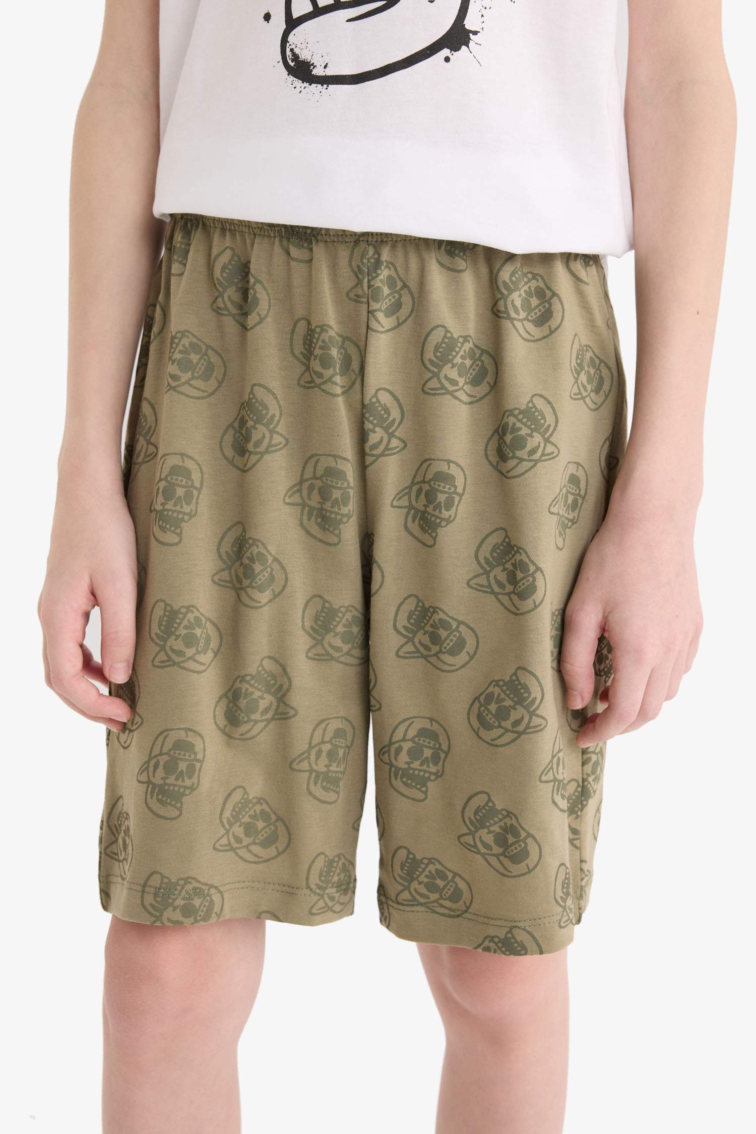 Erkek Çocuk Pijama Takımı Baskılı Kısa Kollu Üst Beli Lastikli Şort