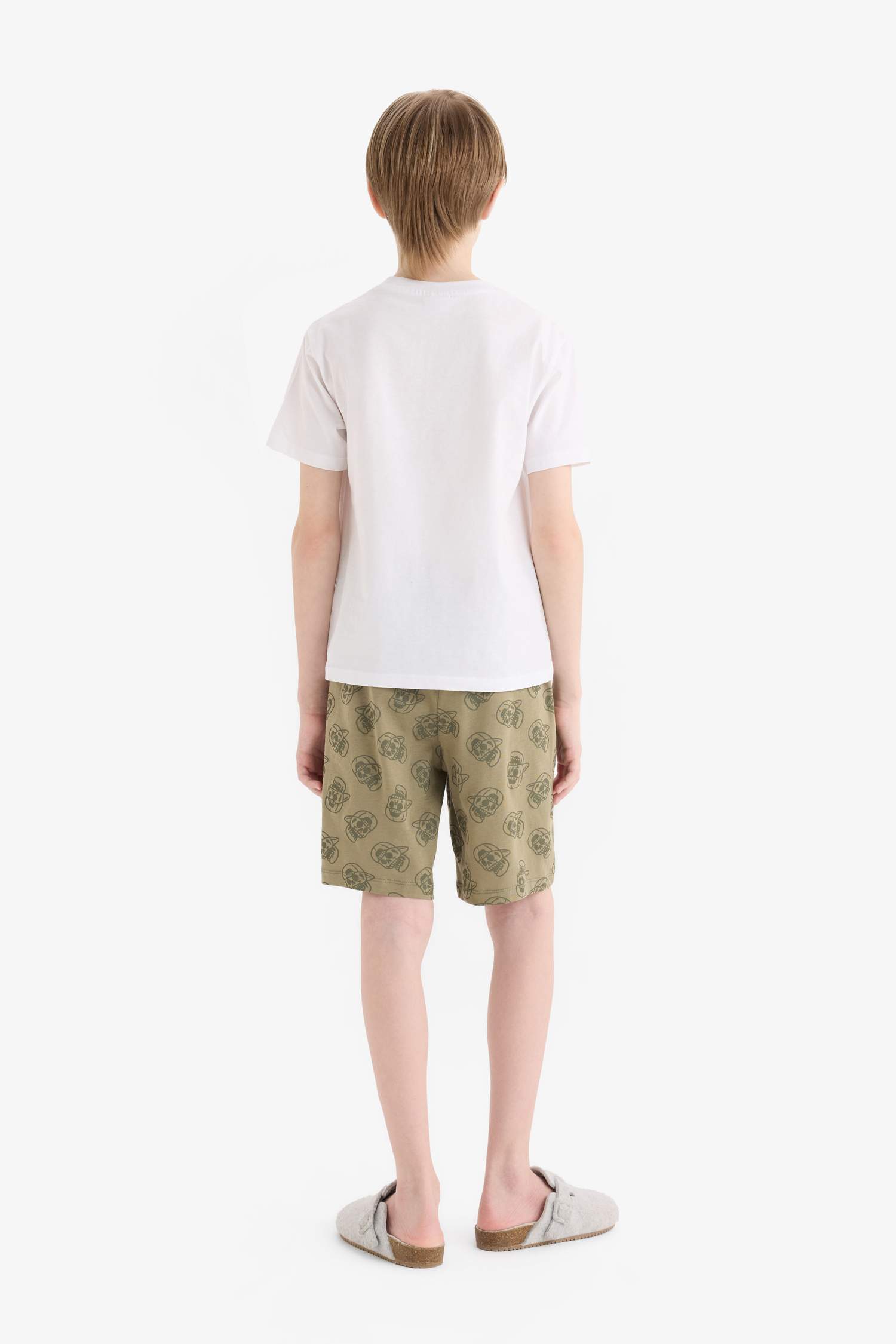 Erkek Çocuk Pijama Takımı Baskılı Kısa Kollu Üst Beli Lastikli Şort