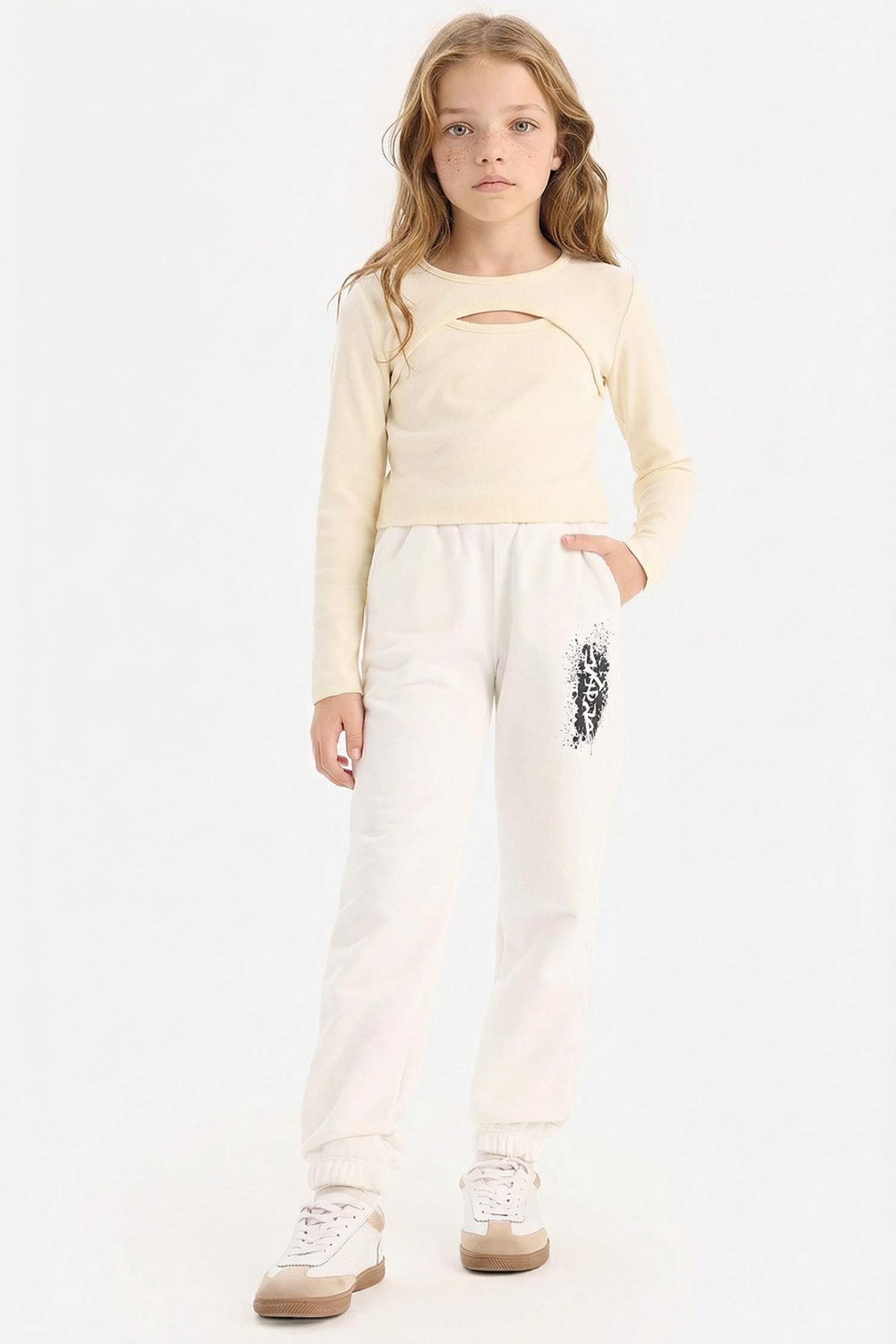 بنطلون بجامة رياضي بناتي بخصر مطاطي