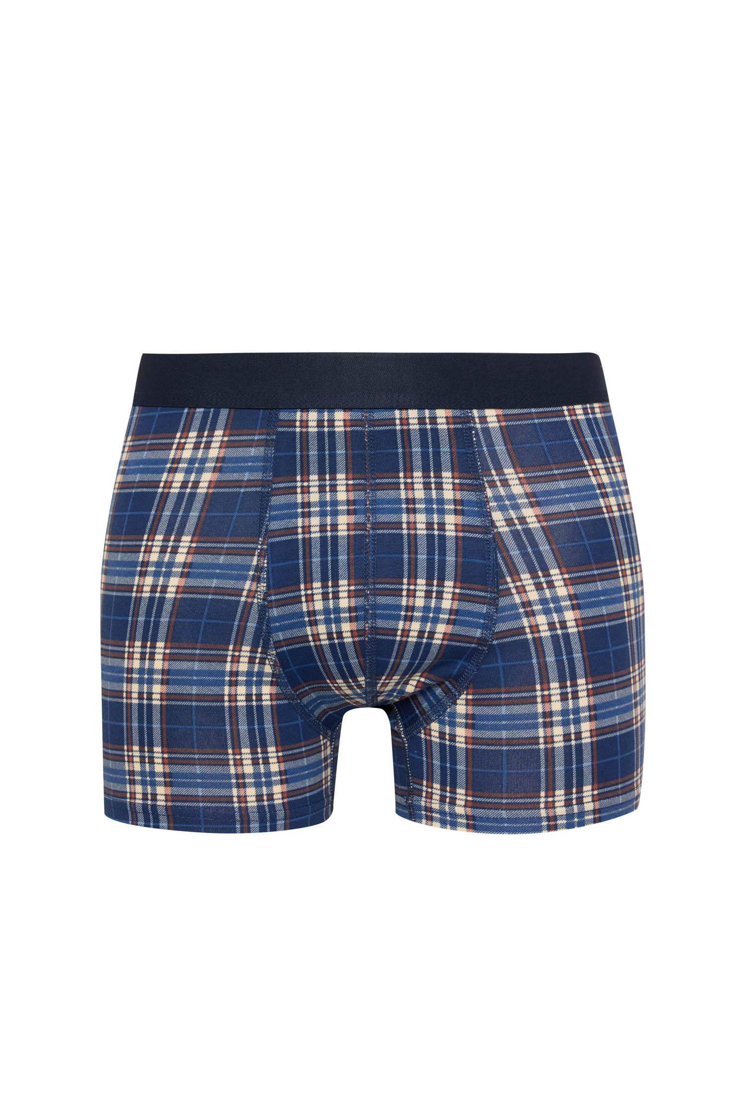 Regular Fit Kareli 3'lü Boxer