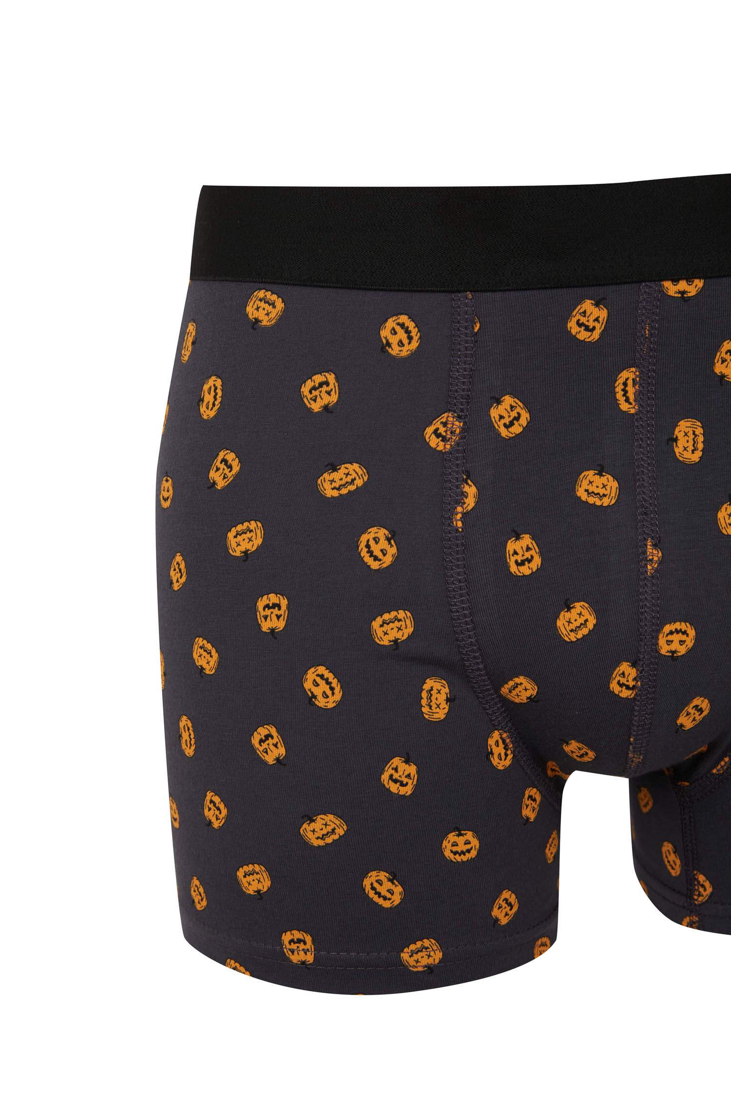 Regular Fıt Bal Kabağı Baskılı 3'lü Boxer