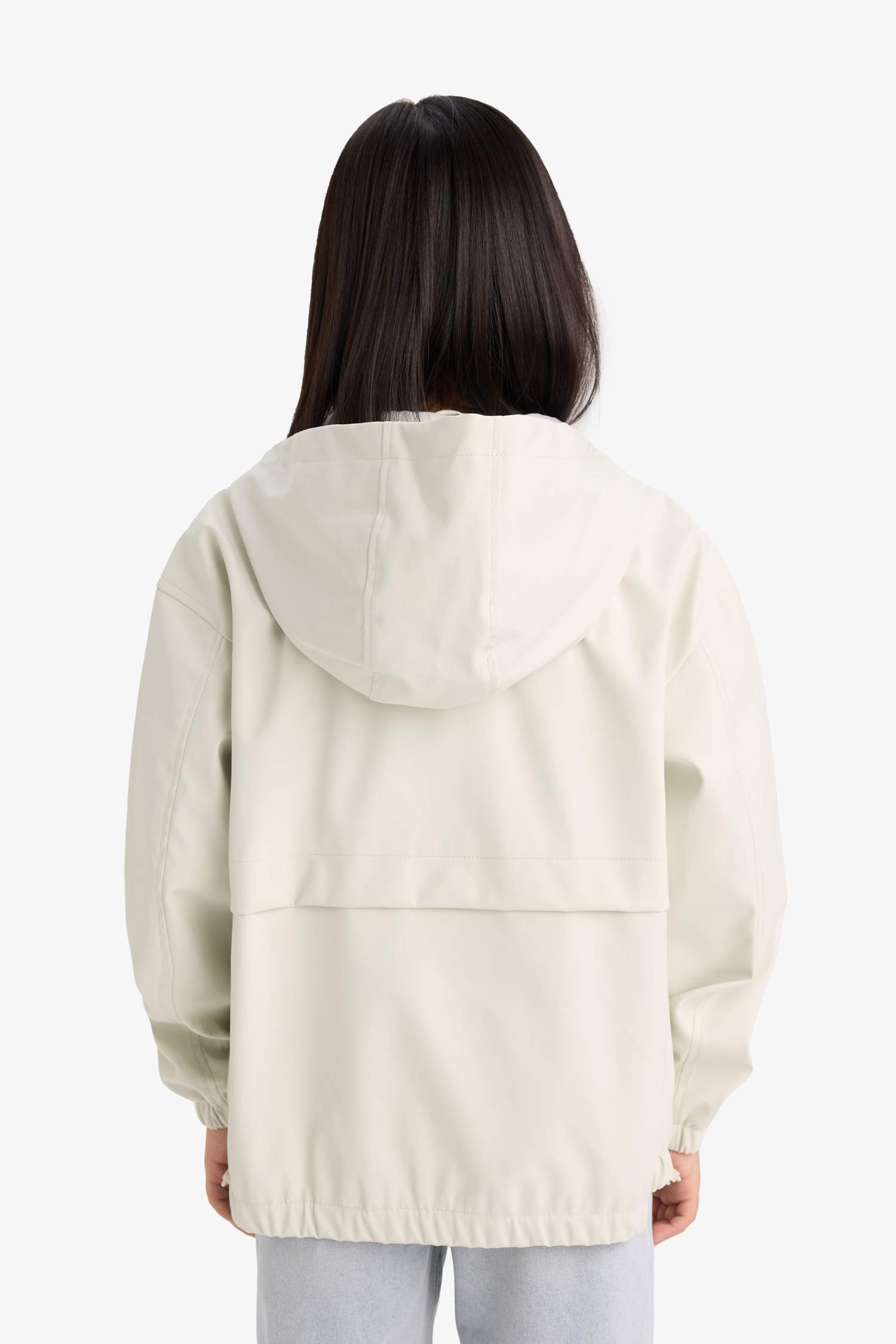 Girl Hooded Zippered Waterproof Rain Jacket