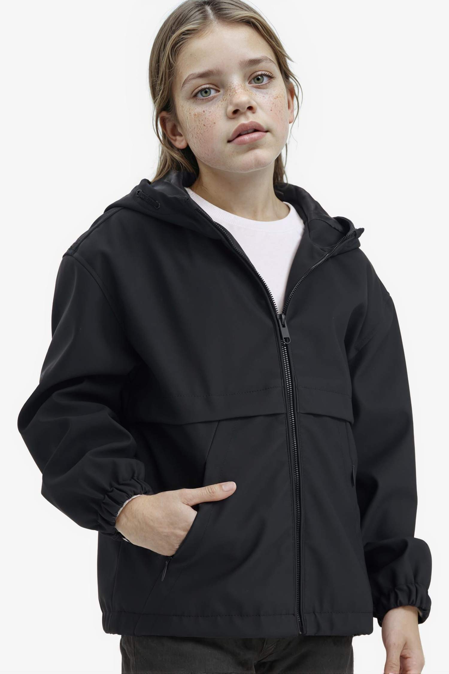 جاكيت مطر بناتي مقاوم للماء بغطاء للرأس