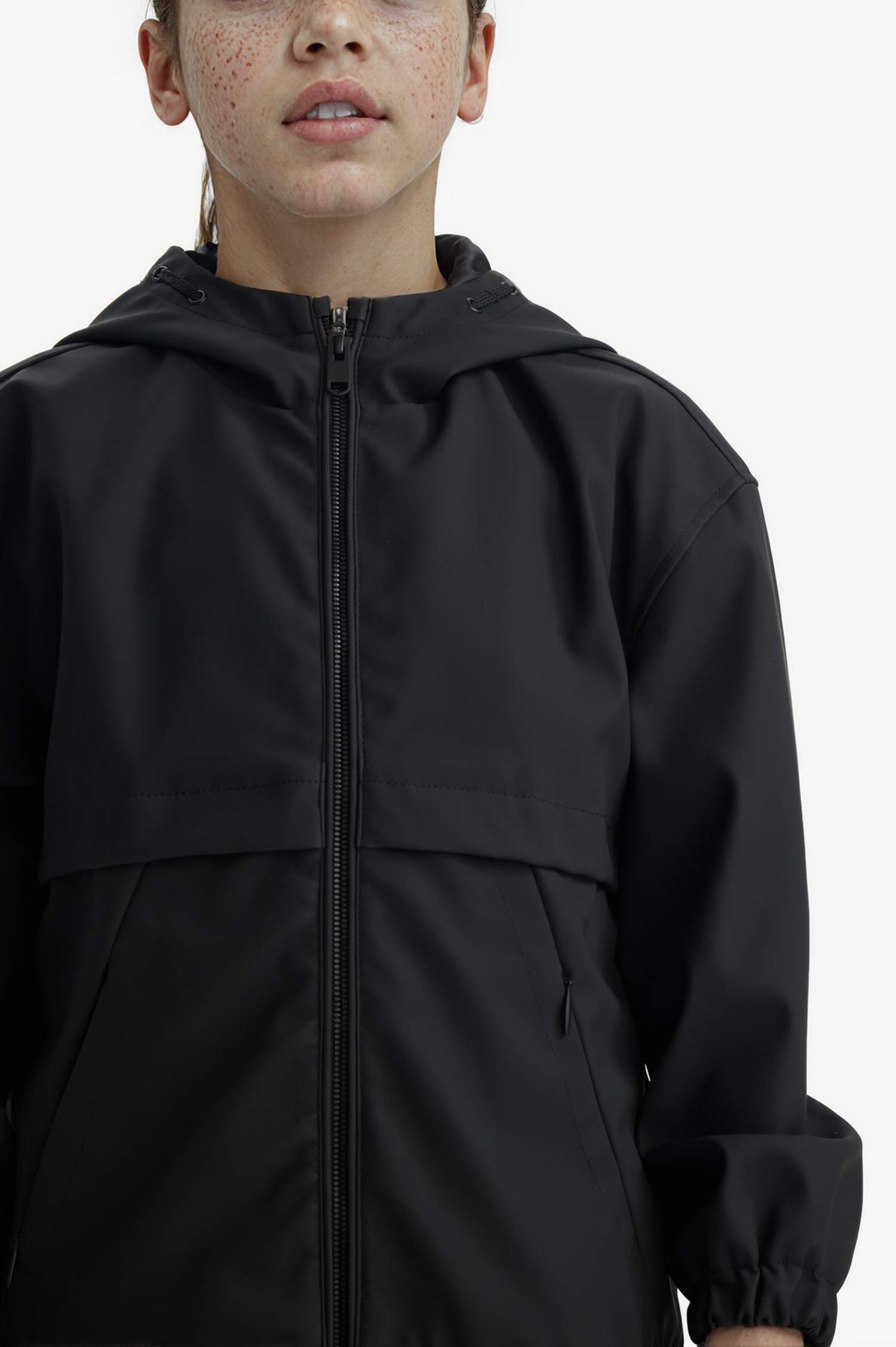 جاكيت مطر بناتي مقاوم للماء بغطاء للرأس