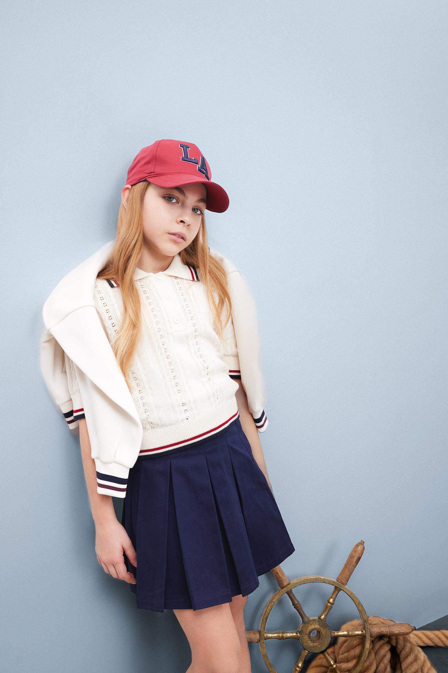 Юбка из габардина с плиссировкой для девочек