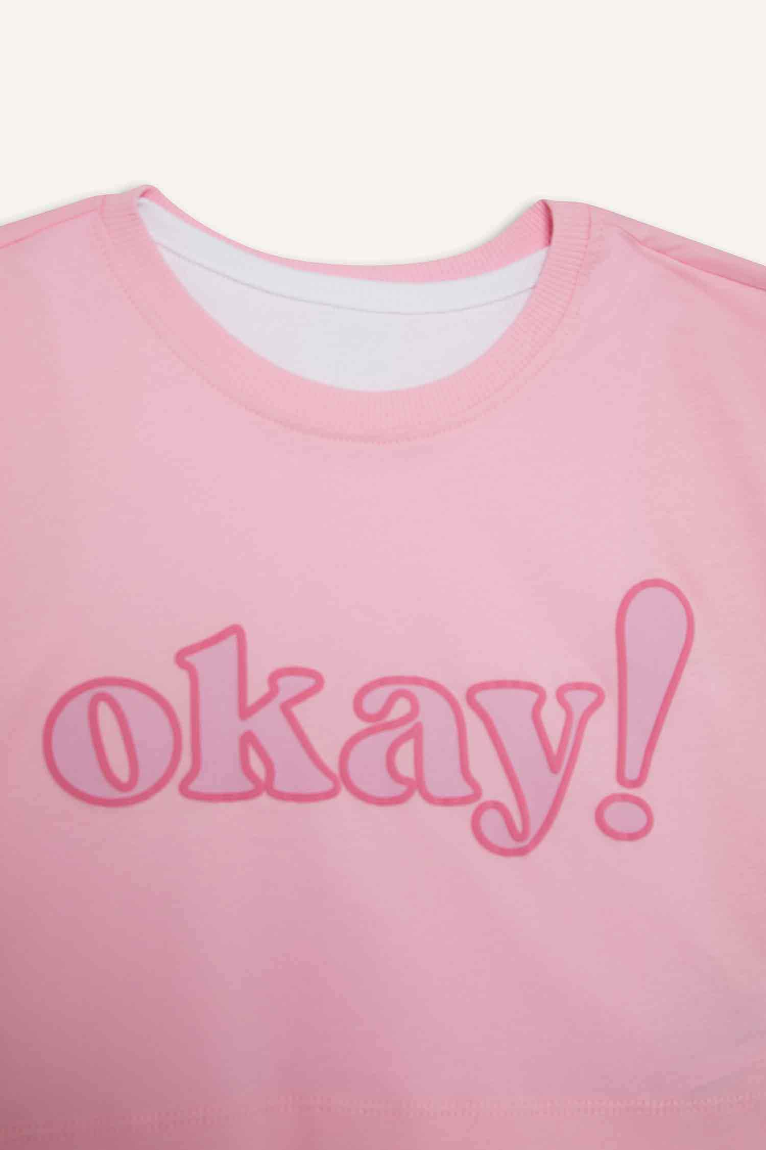 Kız Çocuk Bisiklet Yaka  Baskılı Kısa Kollu Tişört